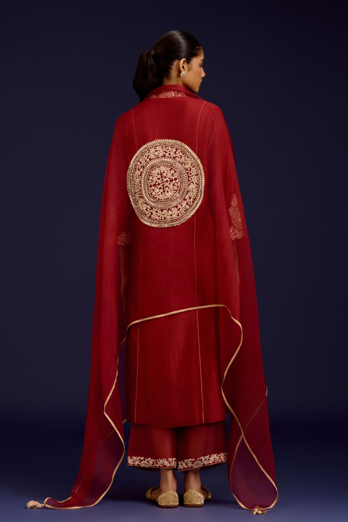 Rust Embroidered Kurta Set