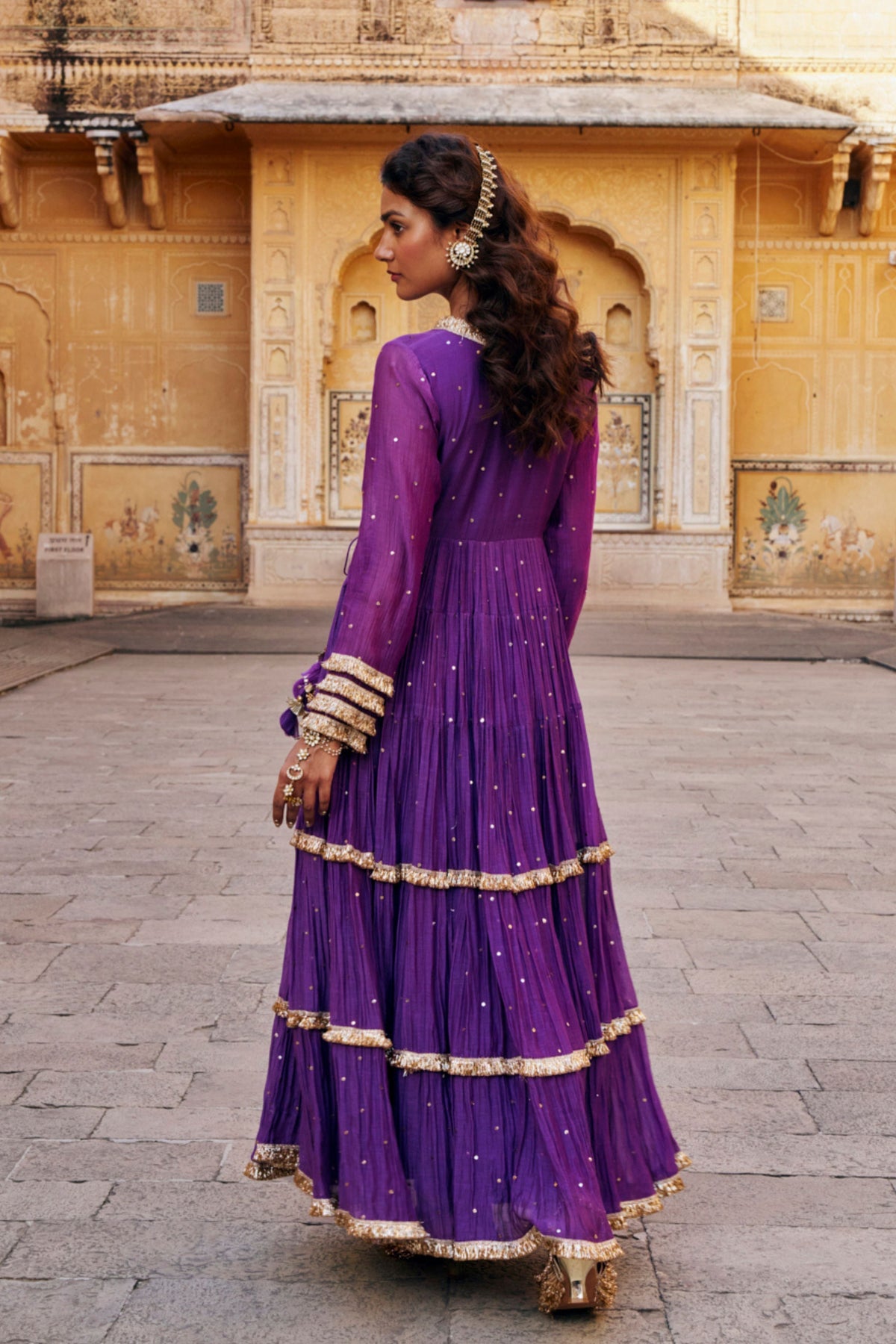Imperial Purple Tiered Angrakha Set