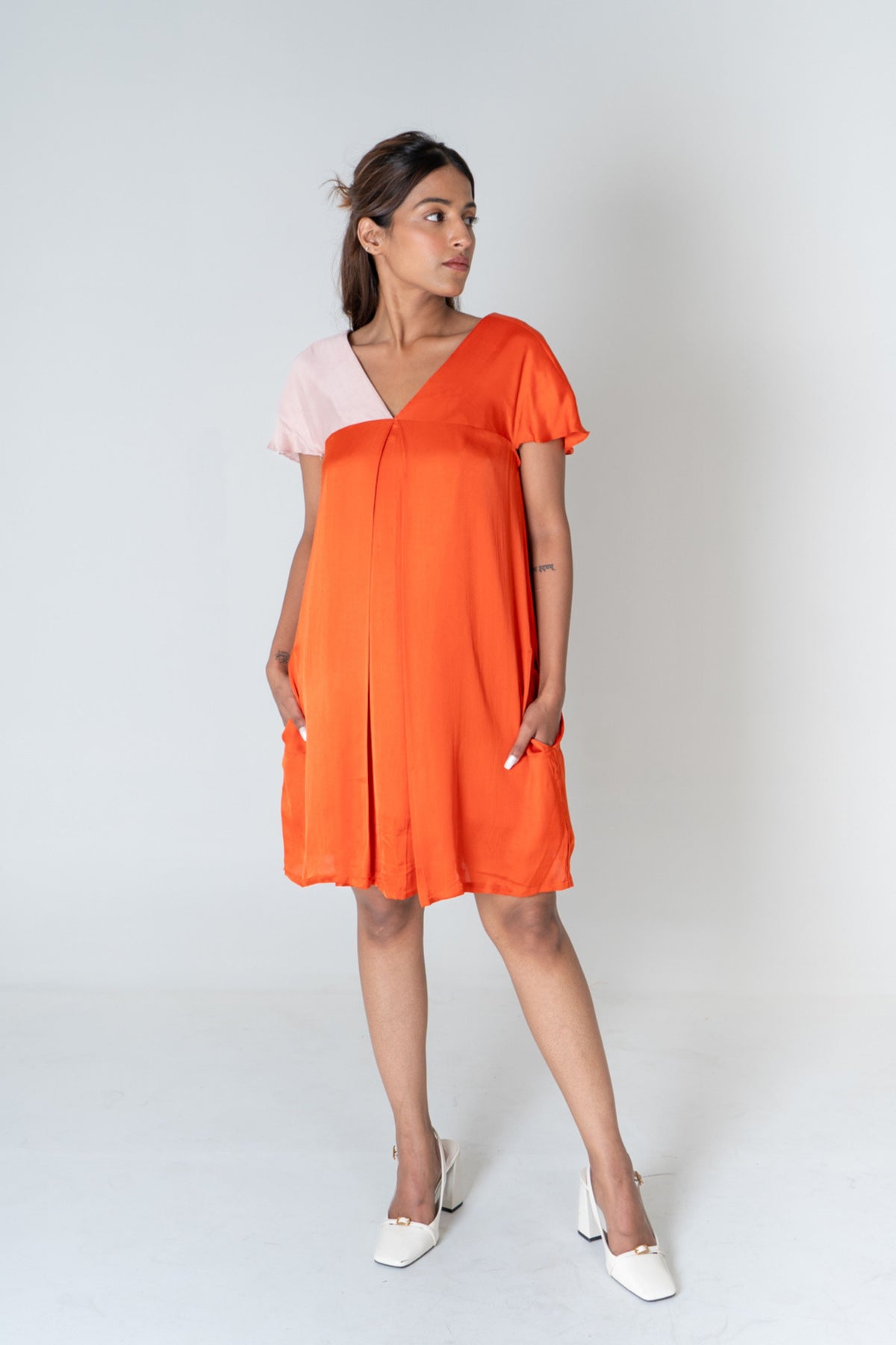 Orange-pink Short Dress
