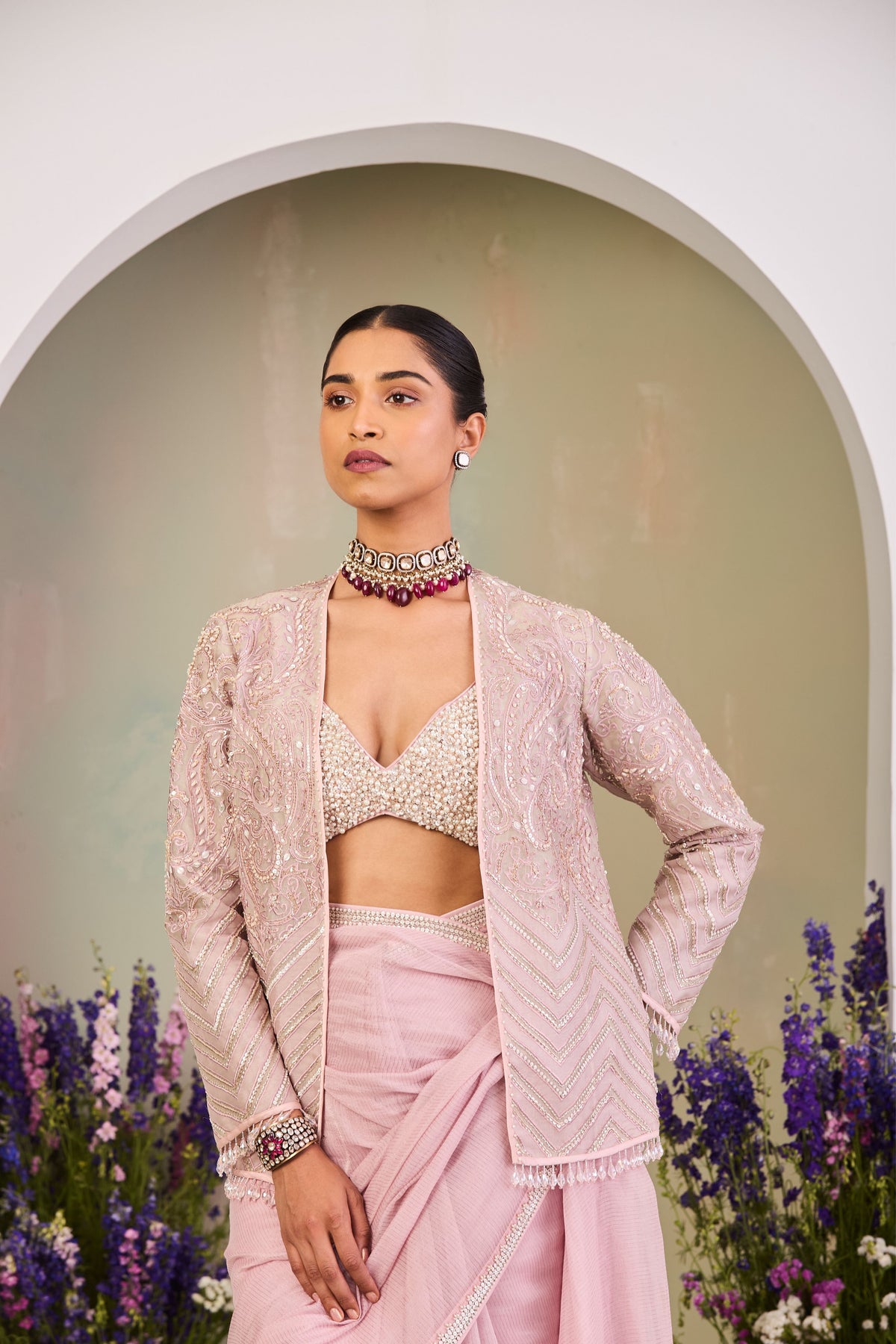 Zoya Saree Set With Cape