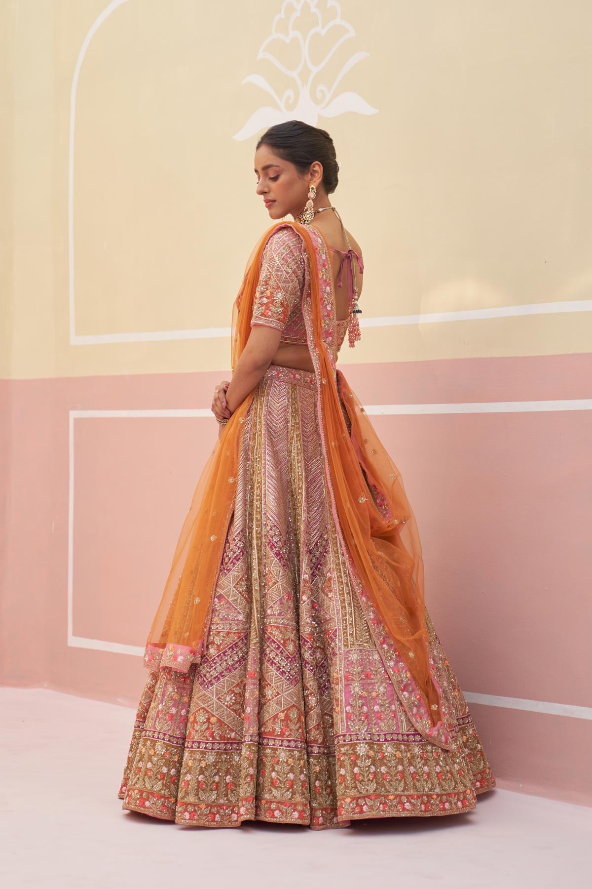 Pink Organza Lehenga Set