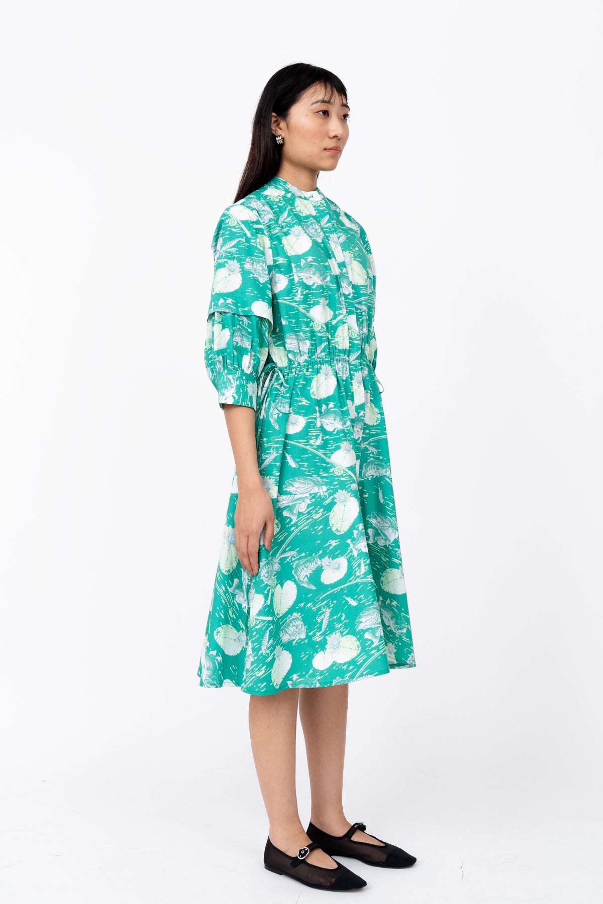 Fisherman Print Draw String Dress