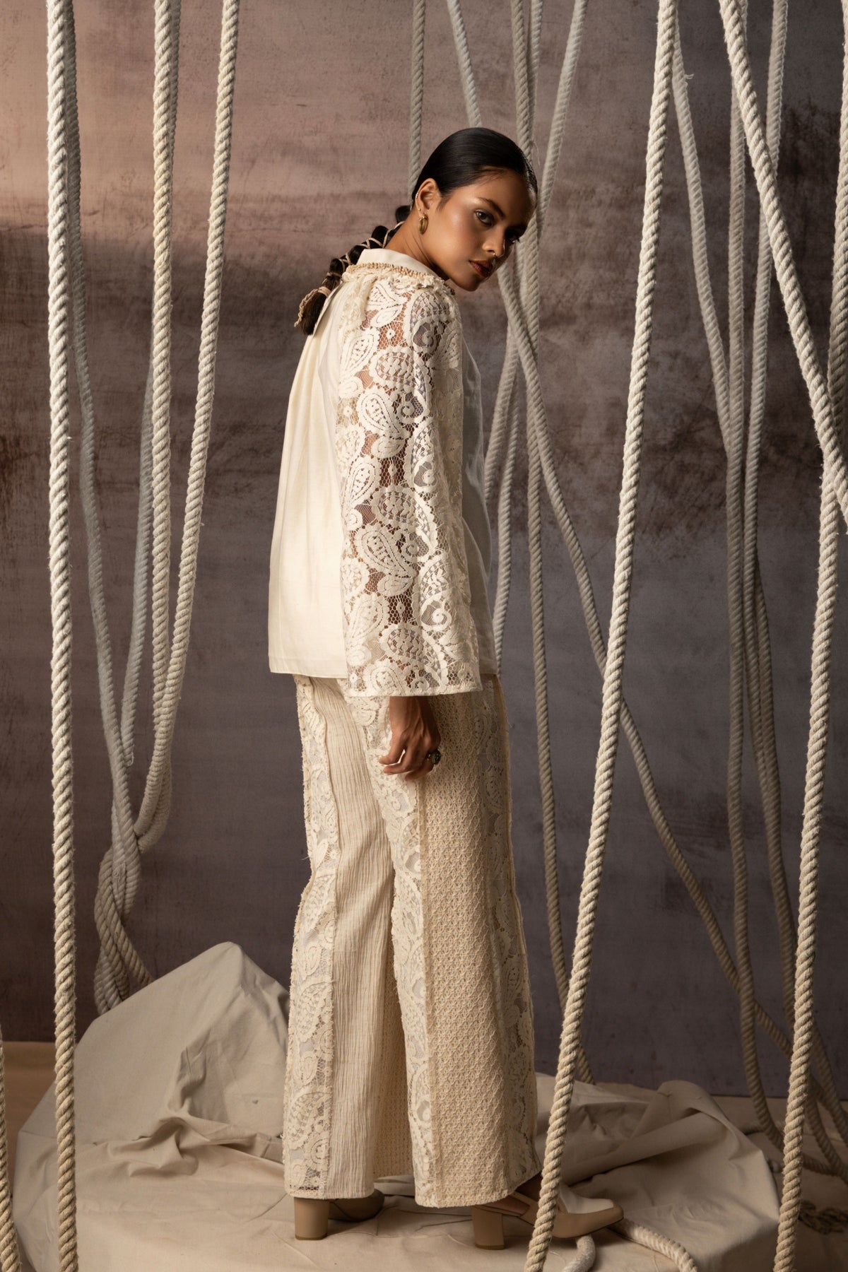 Ivory Lace Beaded Top