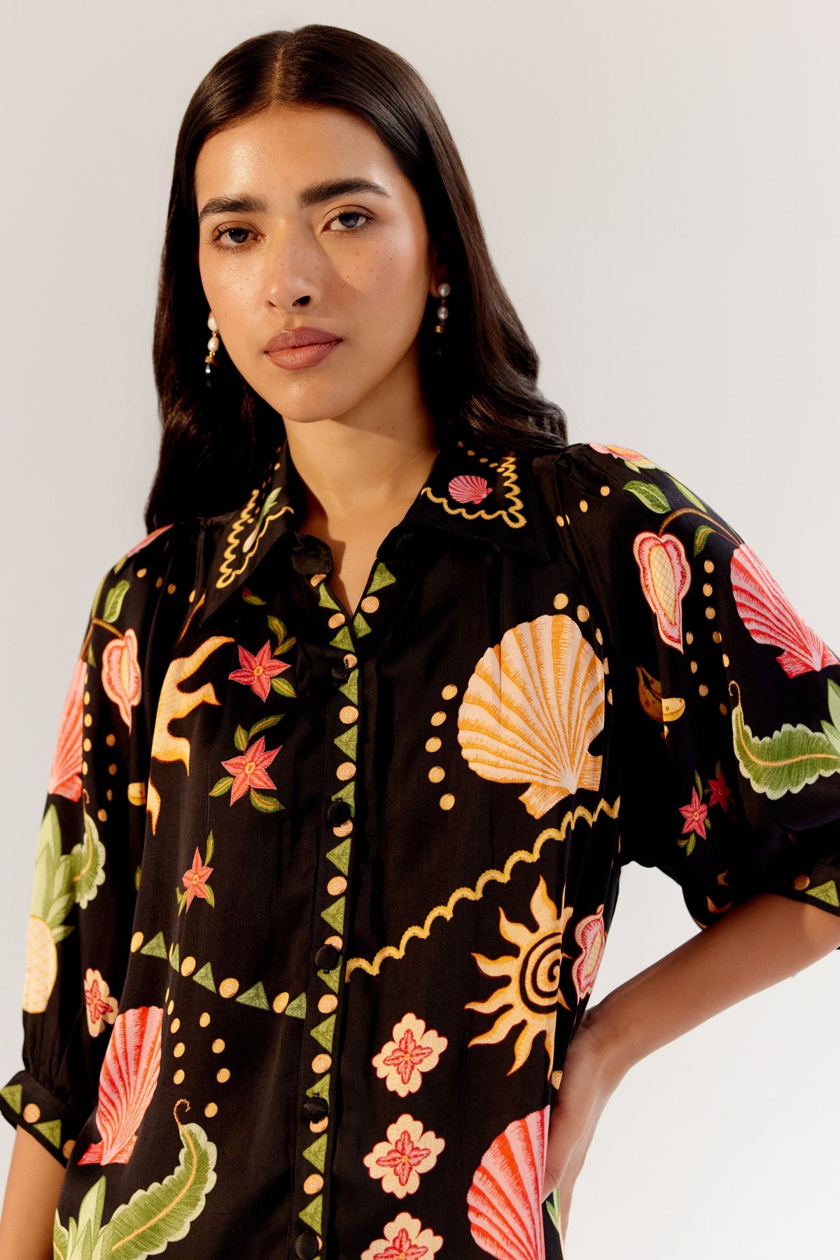 Seashell Black Rosa Mini Dress