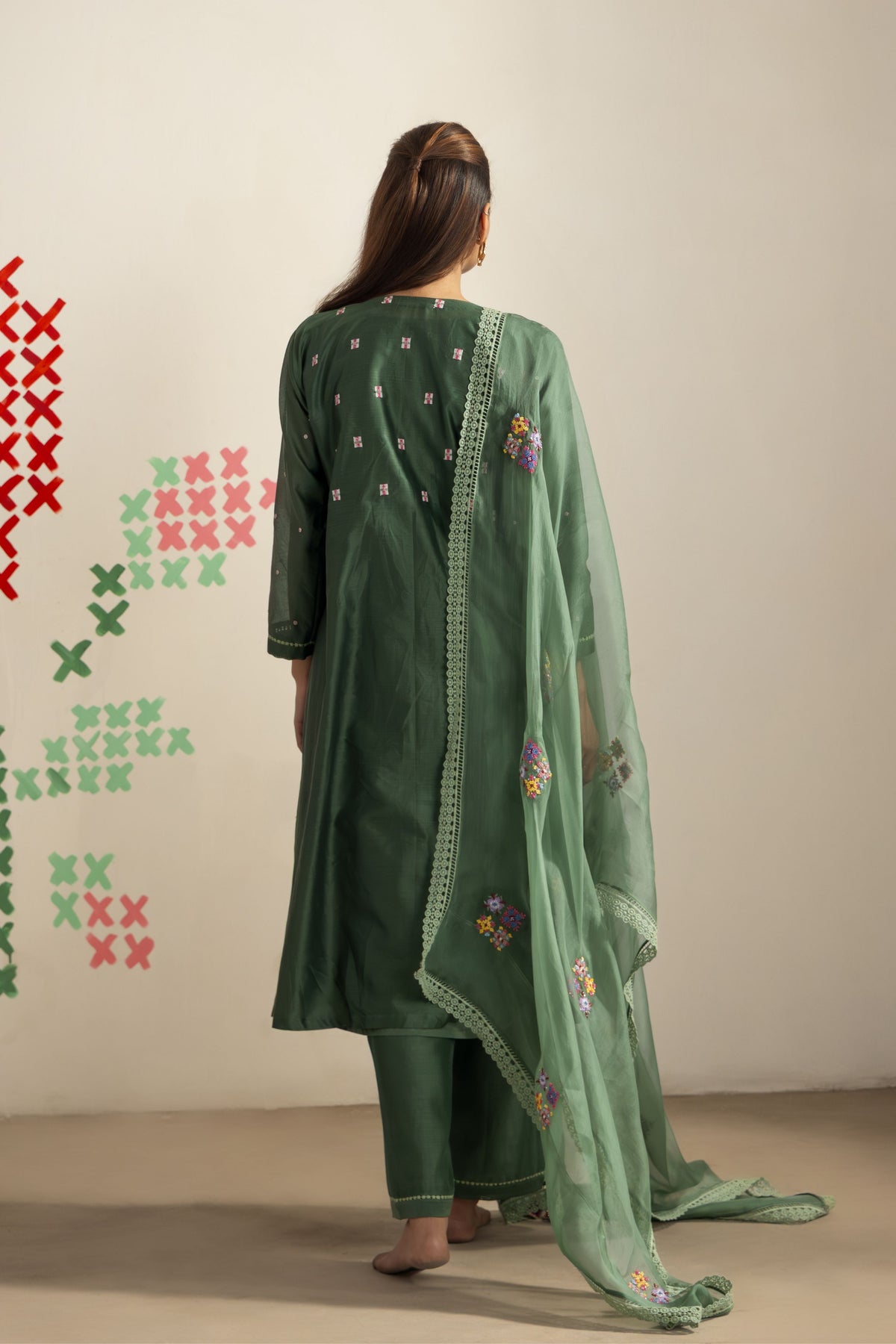 Dark Olive Leaf Kurta Set