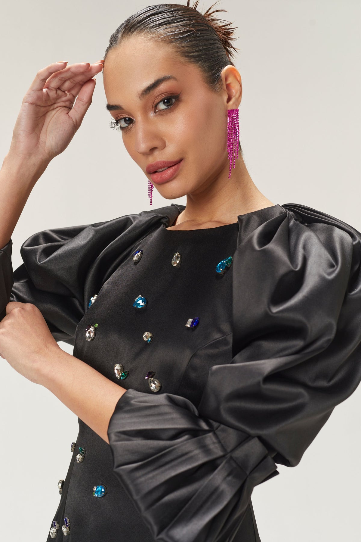 Black Multi Color Stones Dress