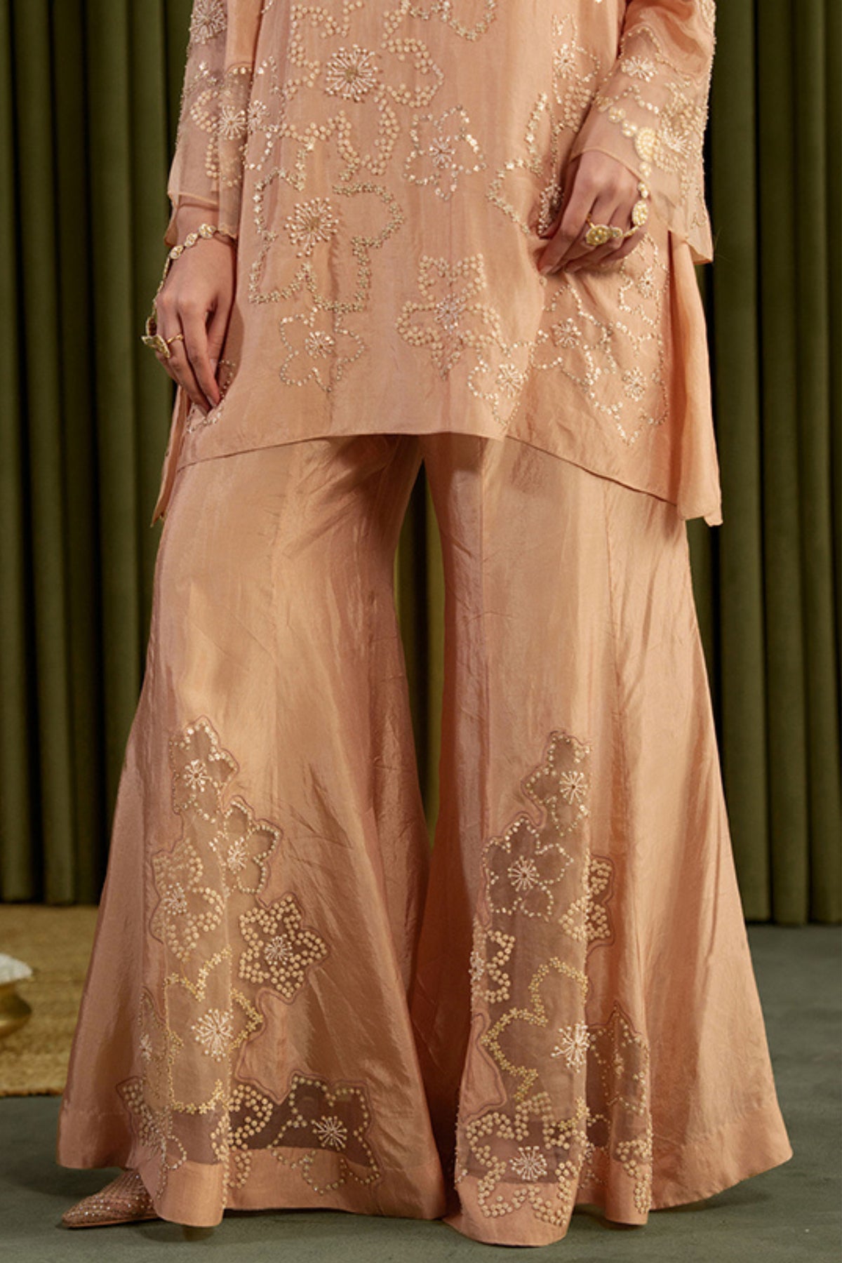 Gold Embroidered Sharara Set