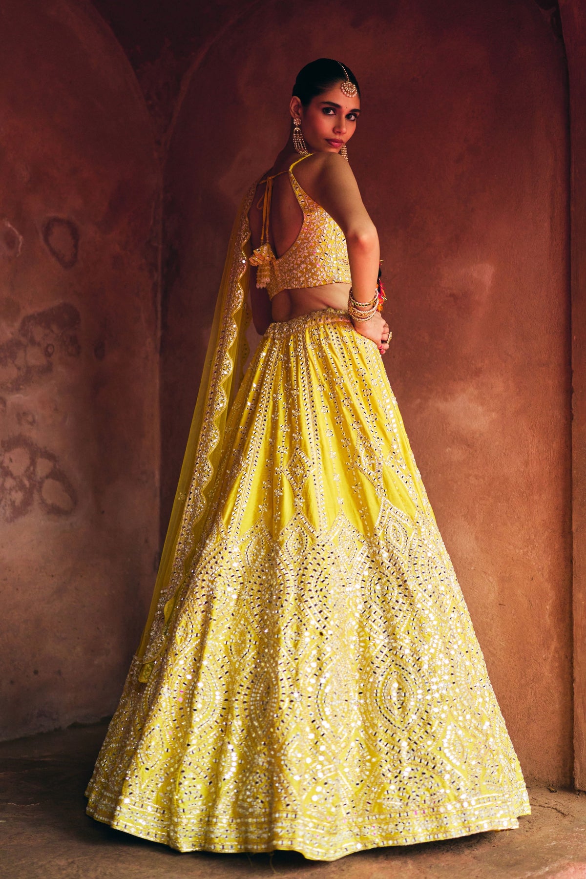 Yellow Silk Lehenga Set