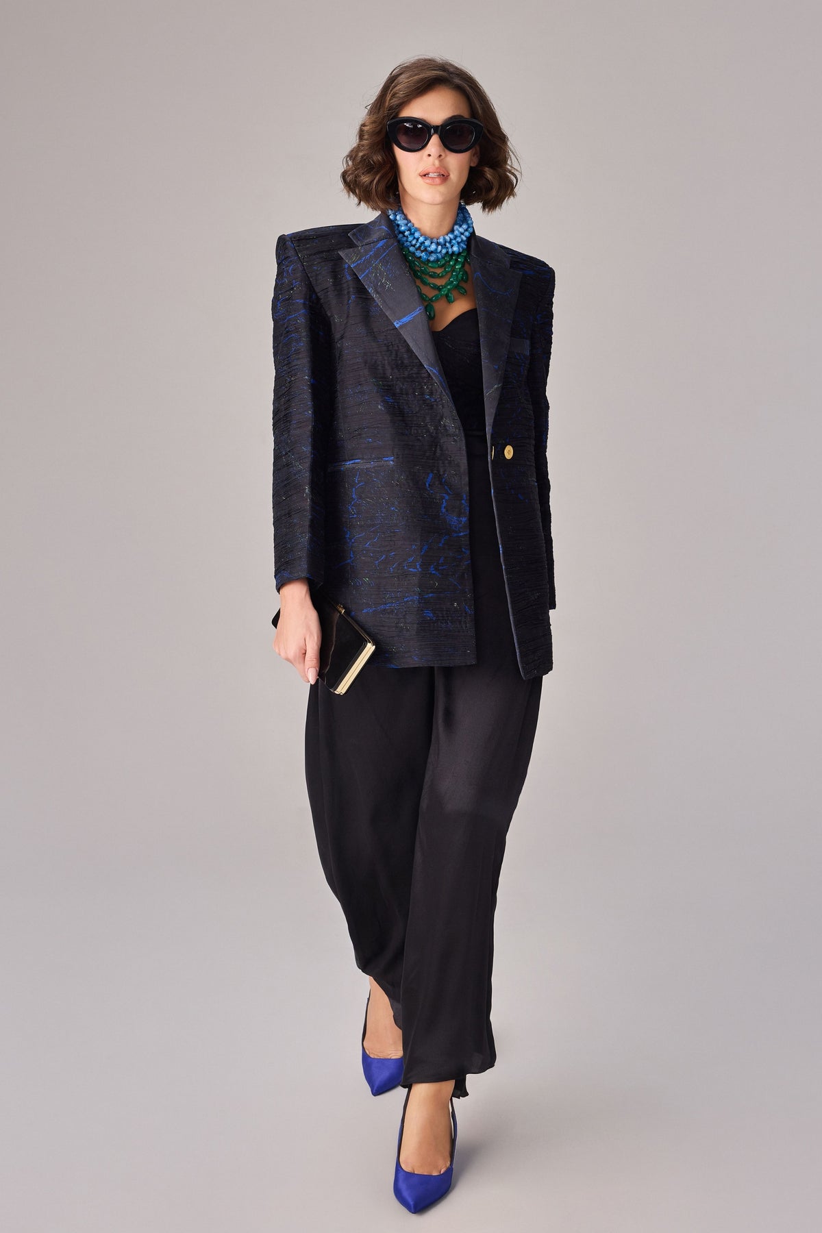 Black Scratch Flower Kellie Blazer
