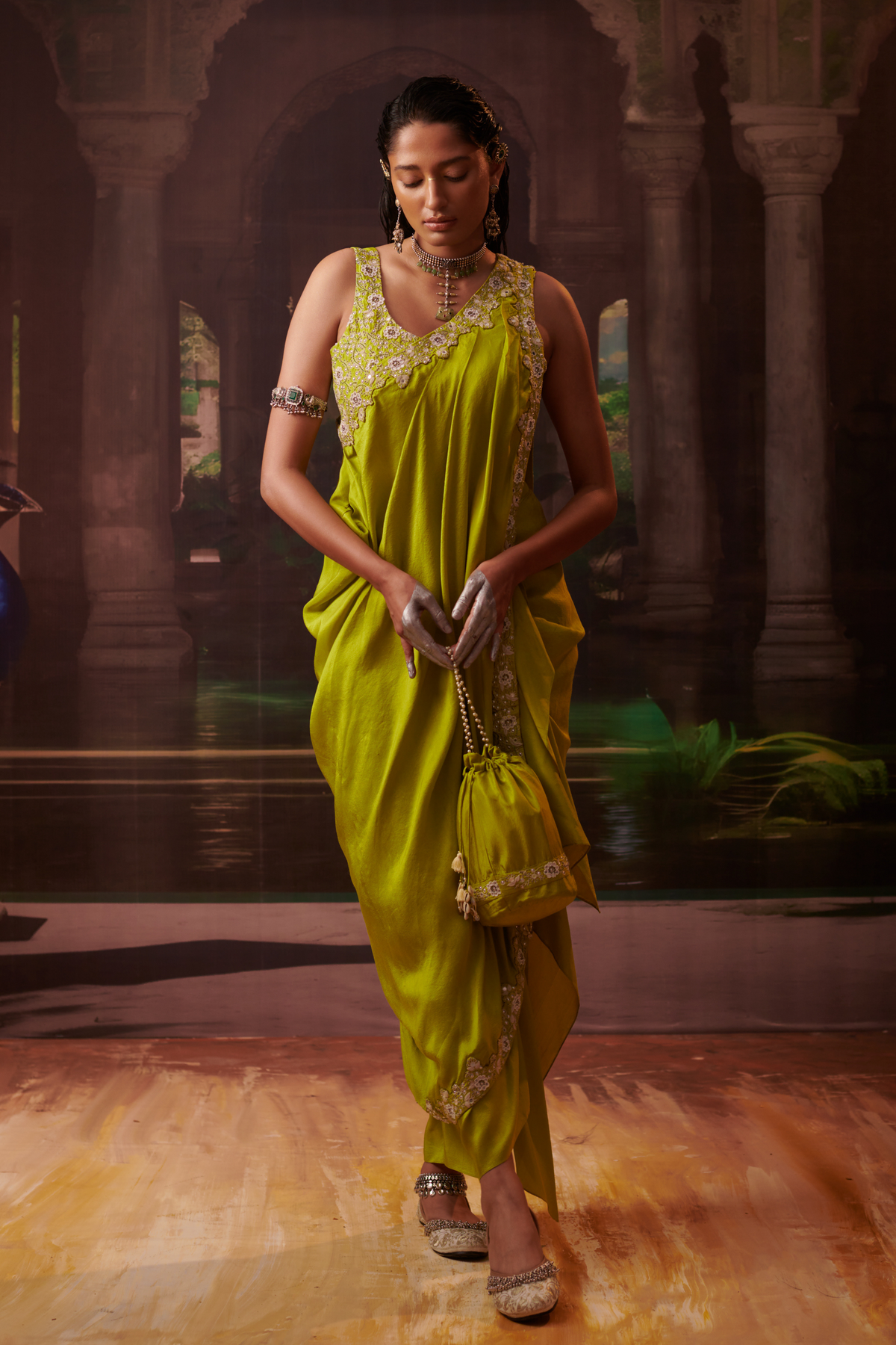 Rimjhim Bandhani Drape Saree Set