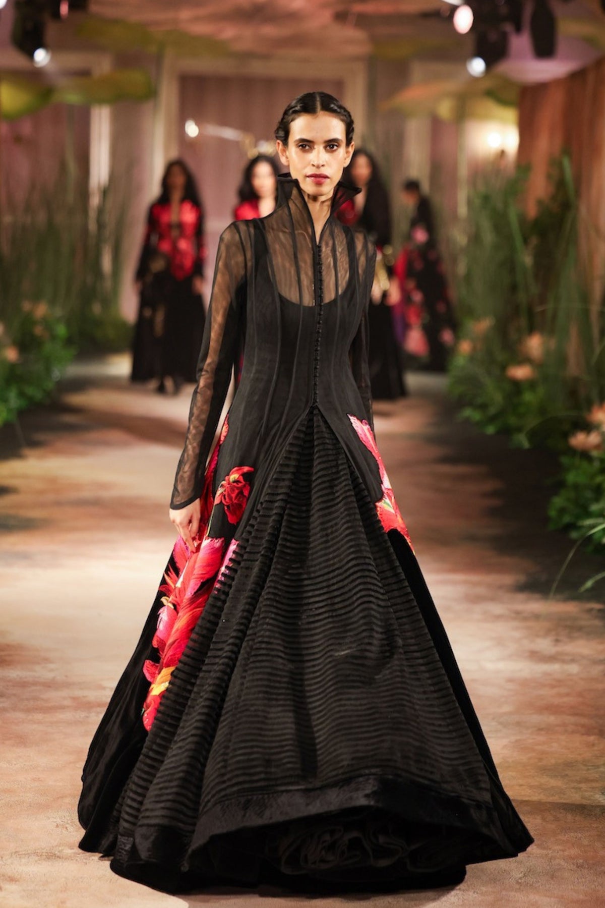 Net Black Anarkali Set