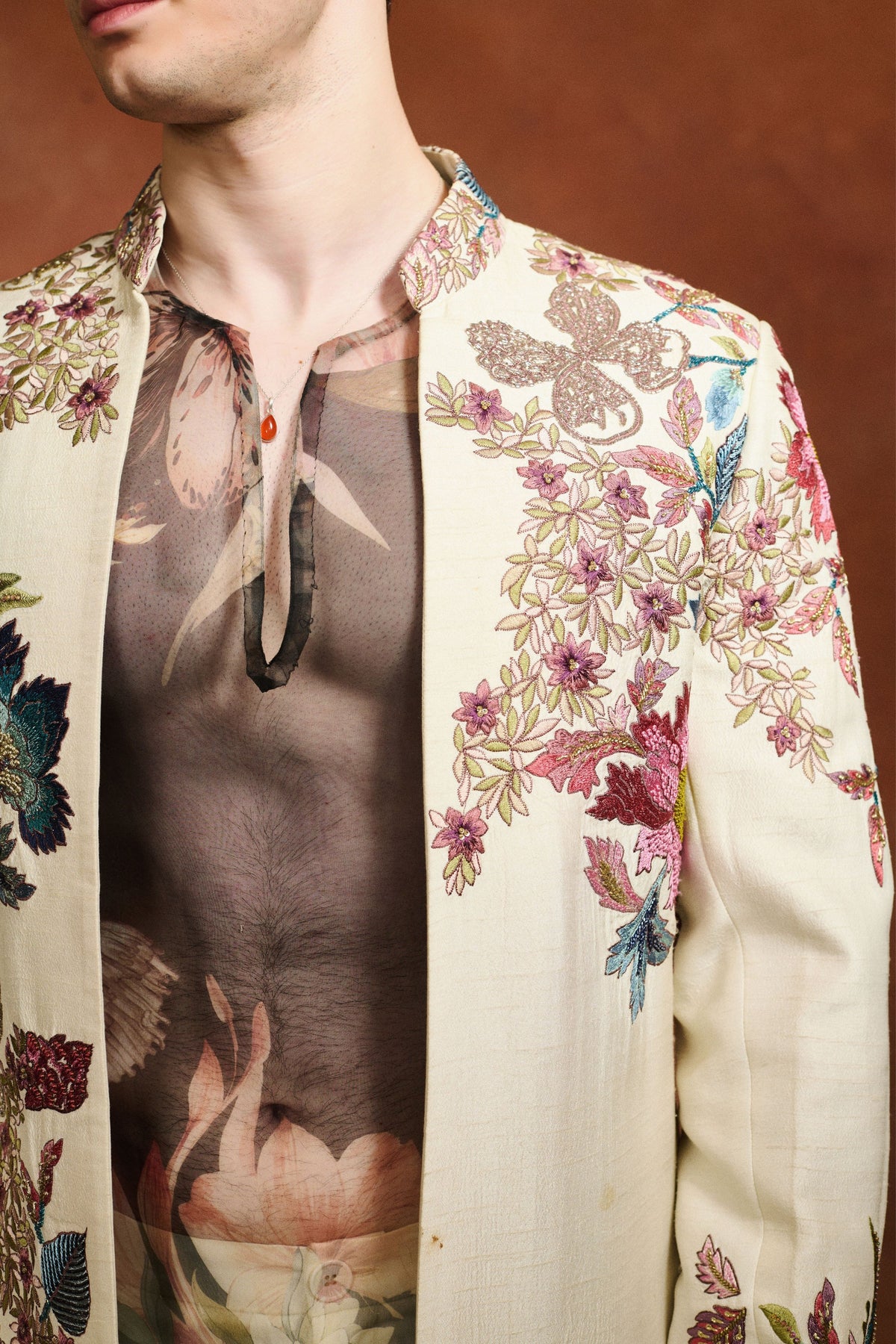 Ivory Embroidered Sherwani Set