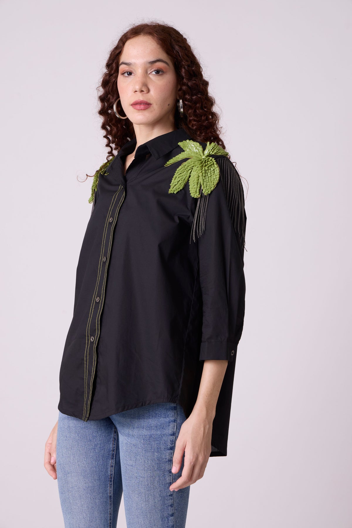 Jules Applique Black Shirt