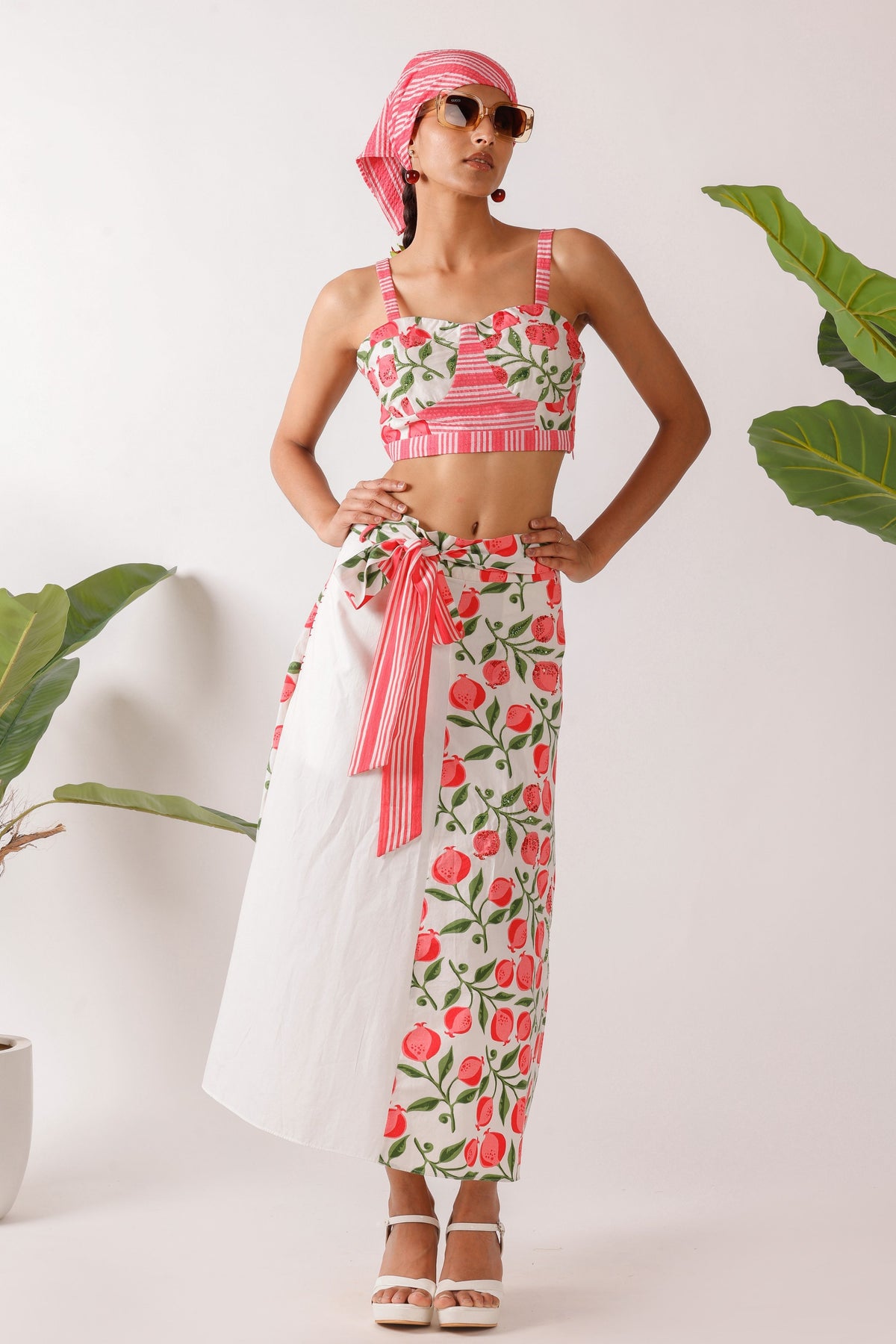 Poplin Pomegranate Embroidered Co-ord Set