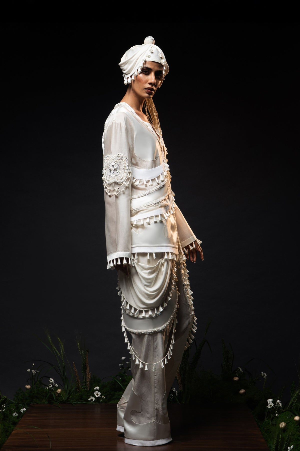 Ivory Patchwork Jacket Set