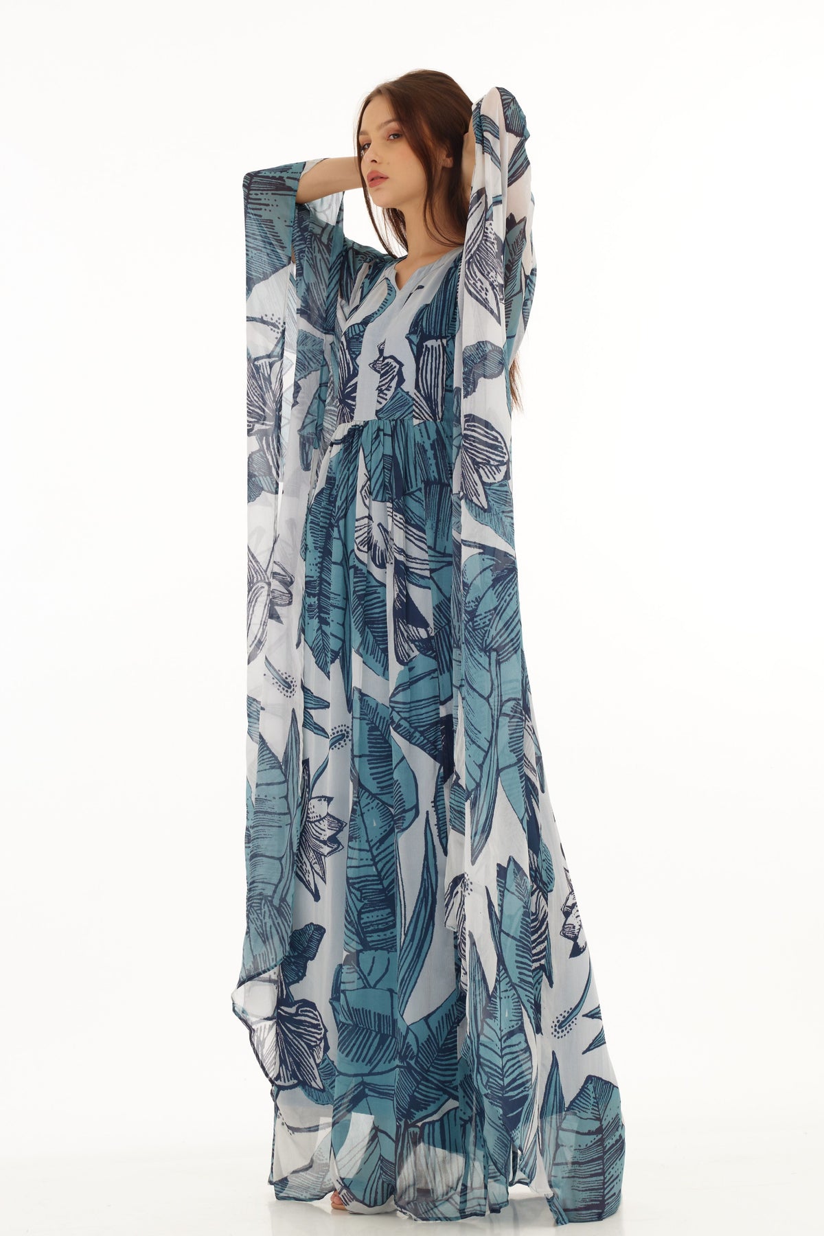 Blue and White Kaftan Dress