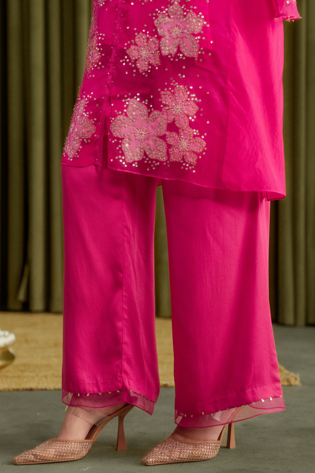 Hot Pink Floral Kurta Set
