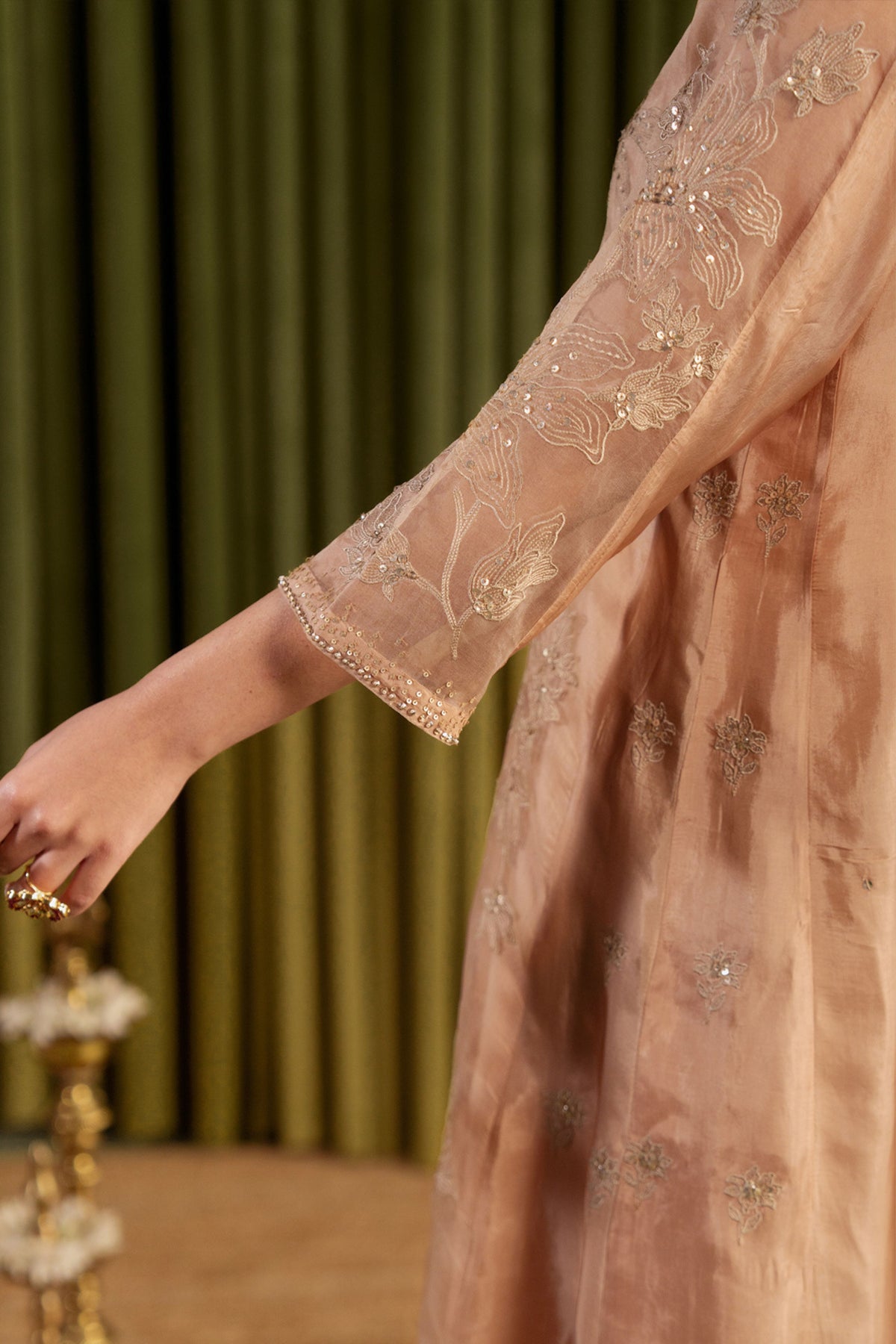 Golden Beige Kalidar Kurta Set