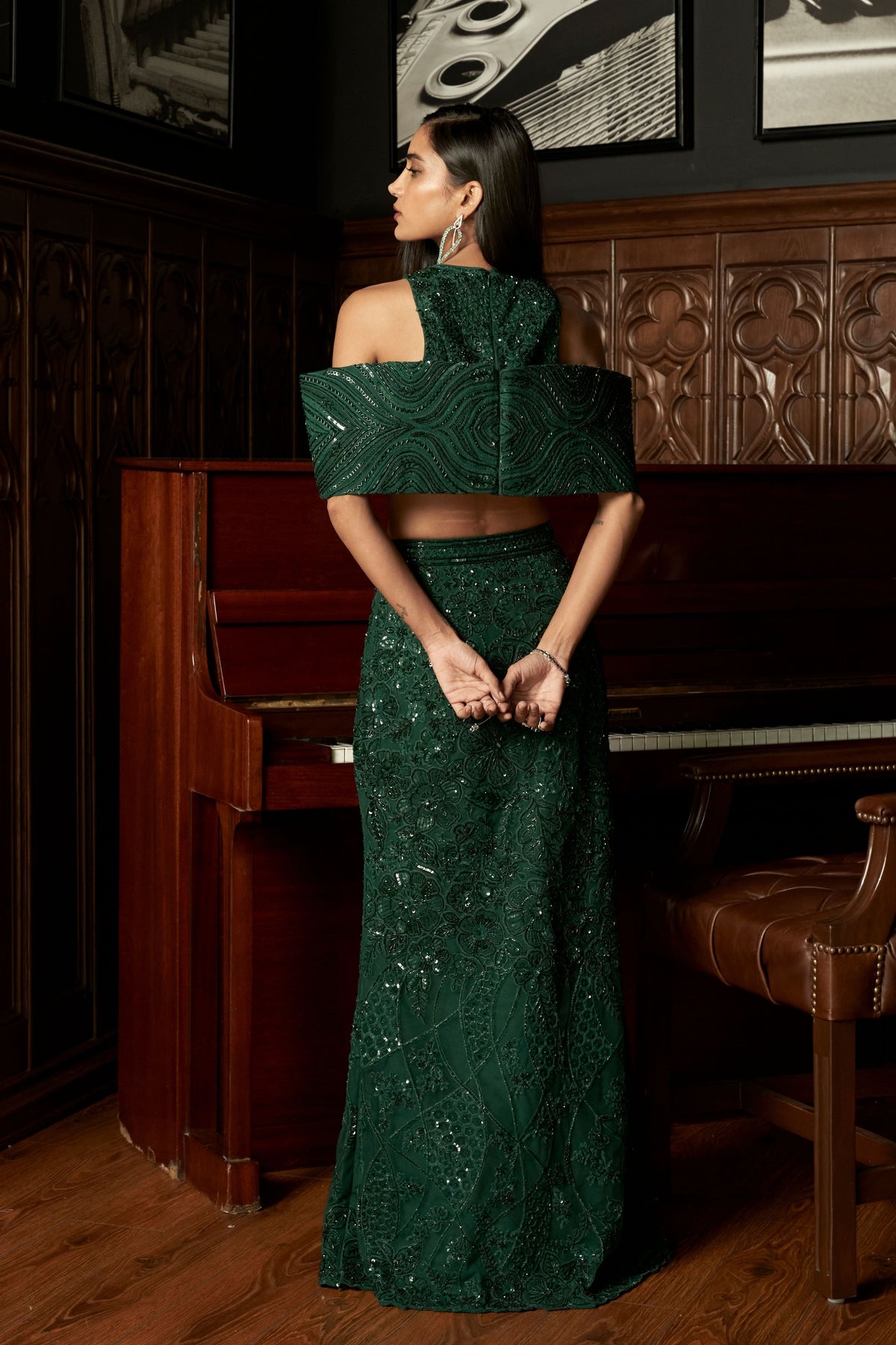 Emerald Indo western Co-ord Set