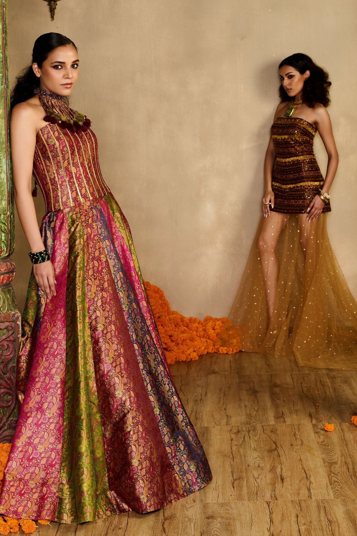 Gulaabi Haryali Lehenga Set