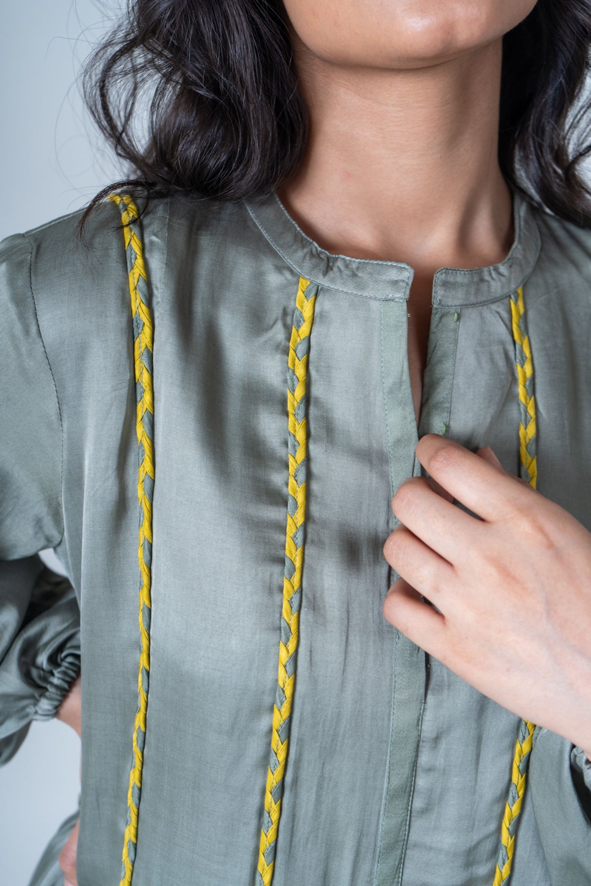 Green-yellow Short Gather Dress