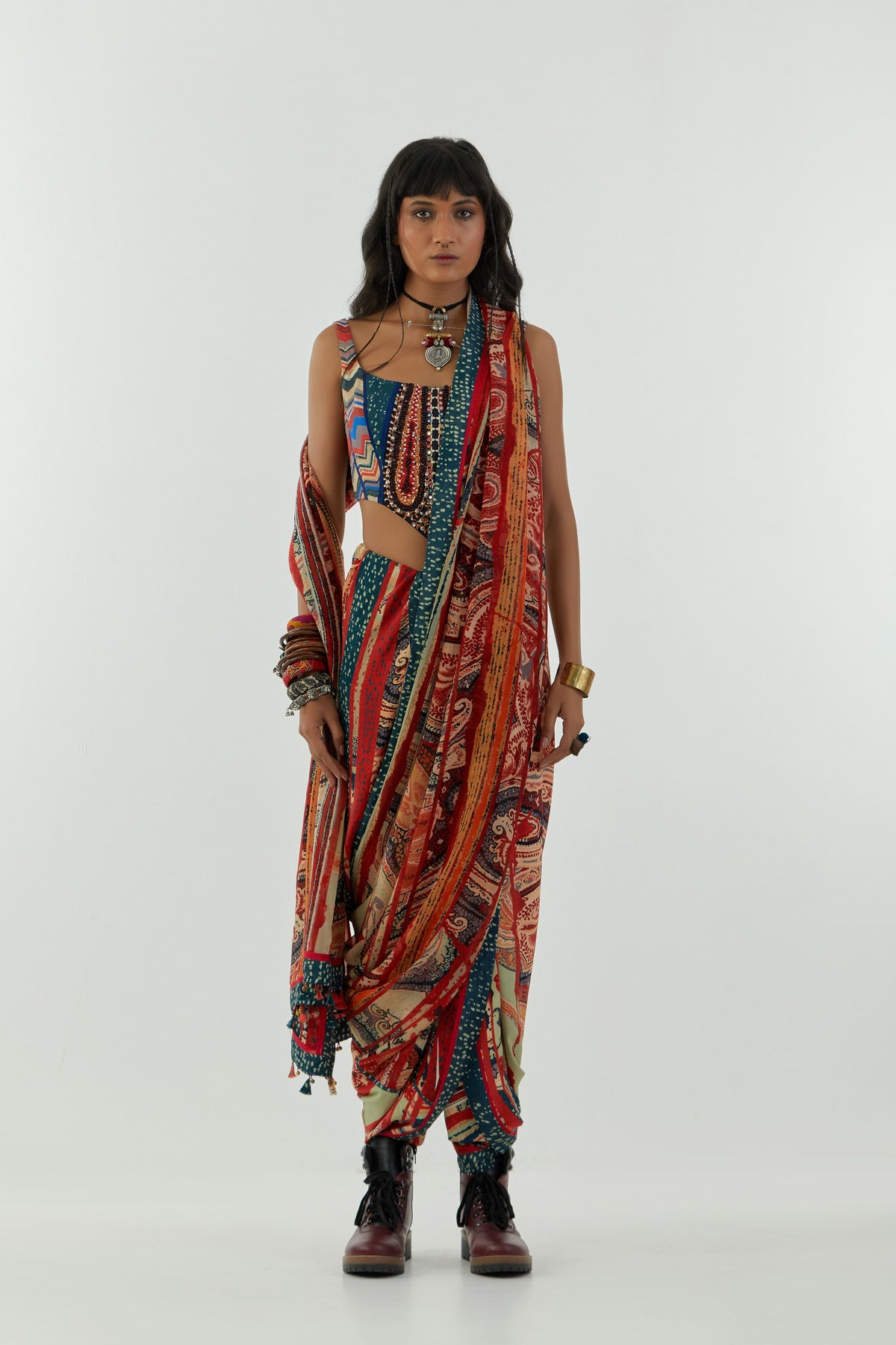Multi Sadhu Drape Saree