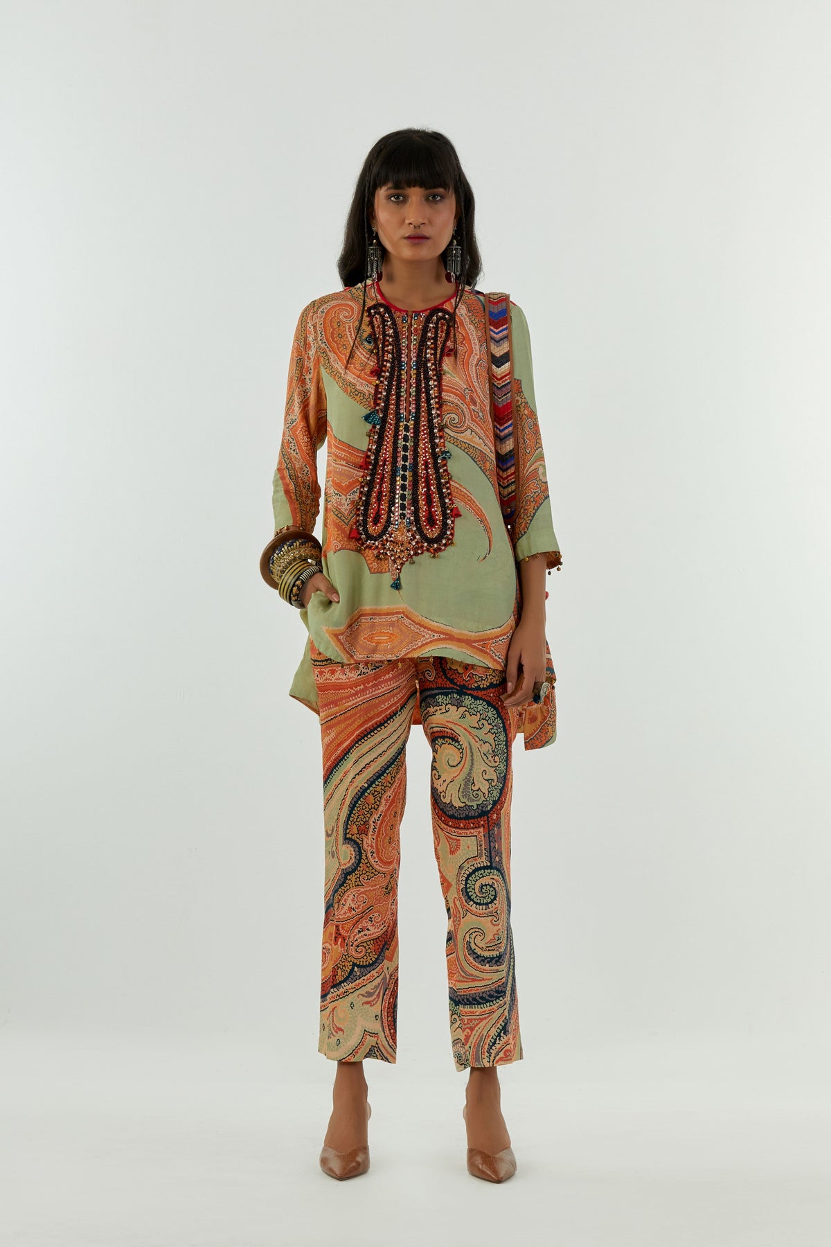 Satin Linen Mitra Short Kurta Set