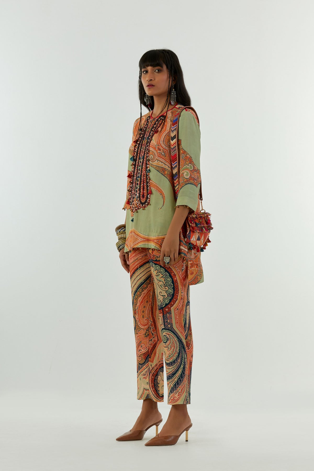 Satin Linen Mitra Short Kurta Set