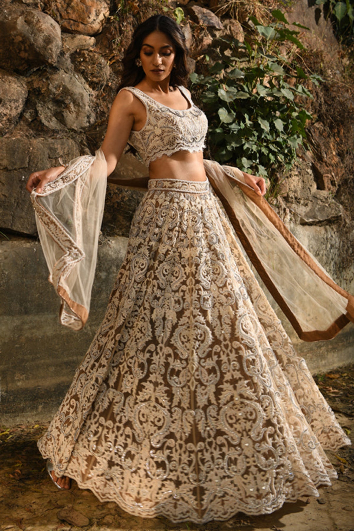 Embellished hand embroidered lehenga