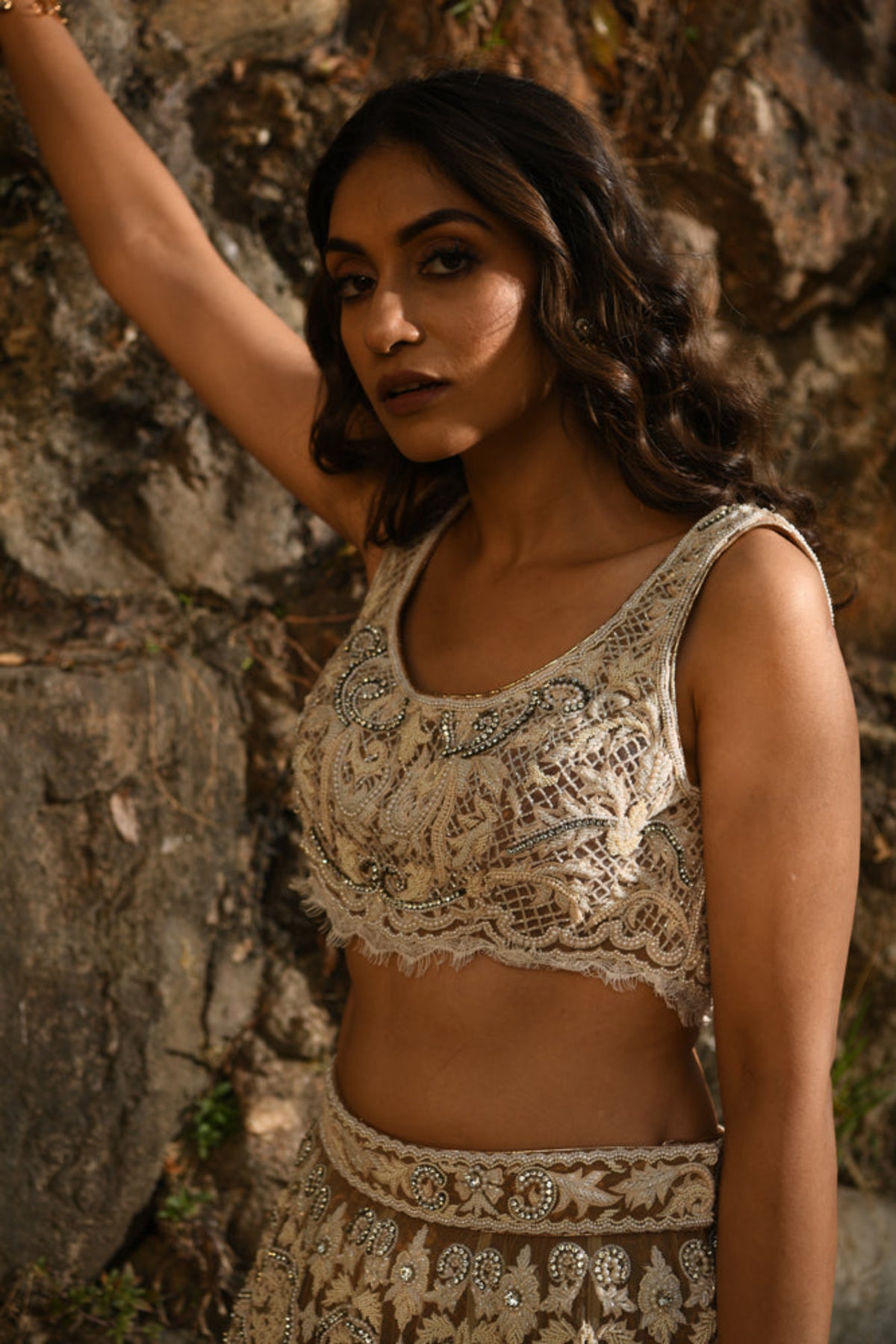 Embellished hand embroidered lehenga