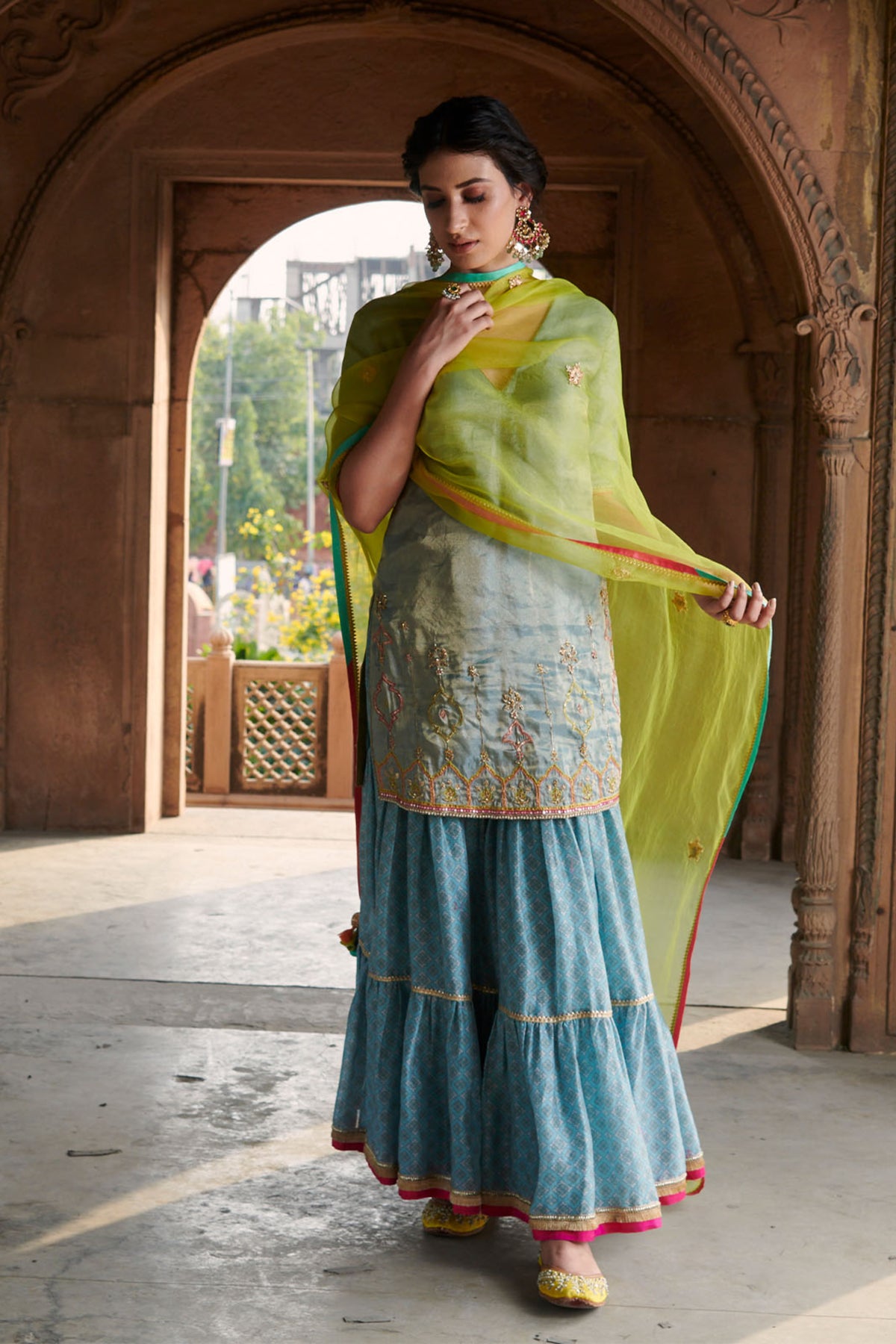 Blue Payala Kurta Gharara Set