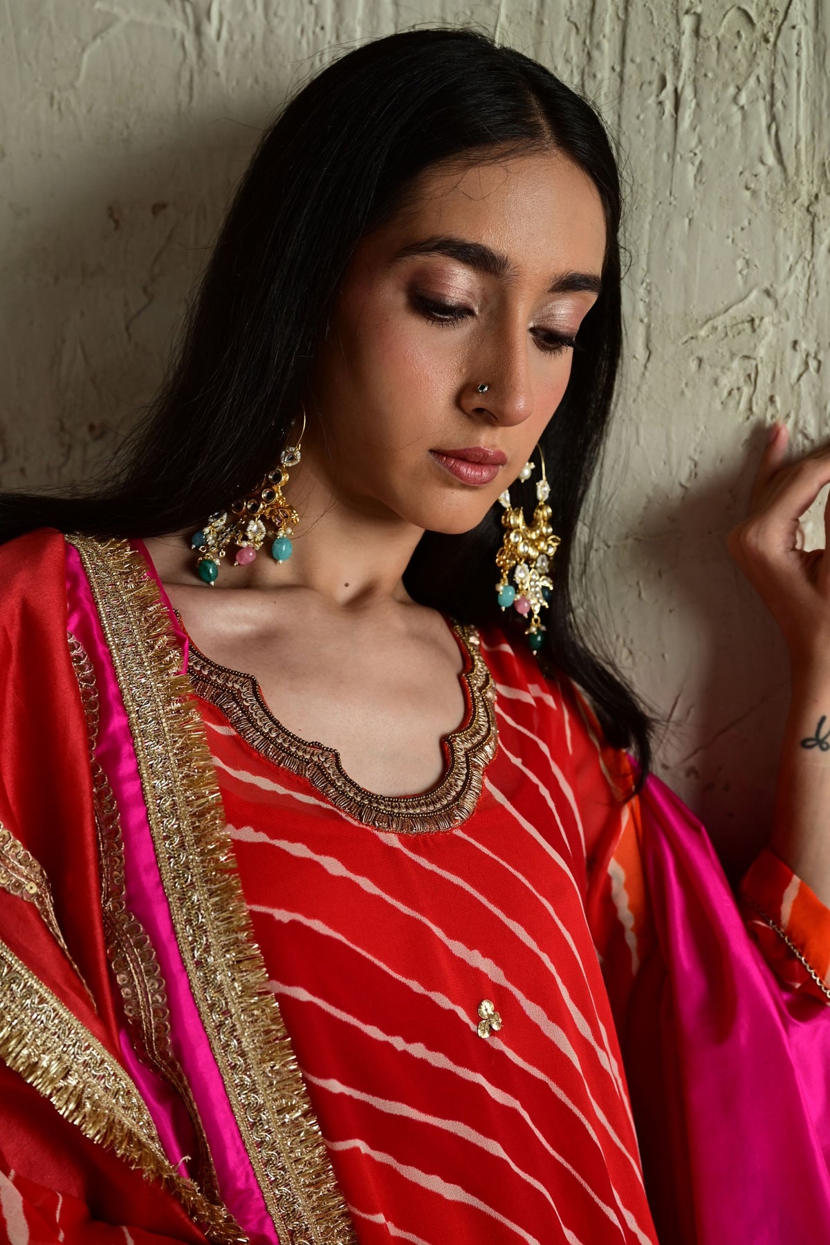 Tangerine Orange Leheriya Pant Set