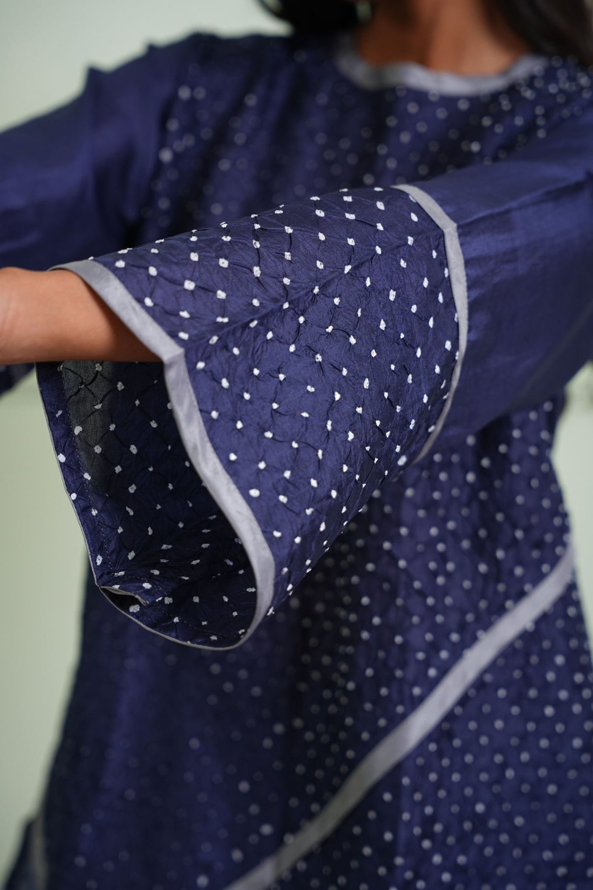 Indigo Crushed Bandhani Top