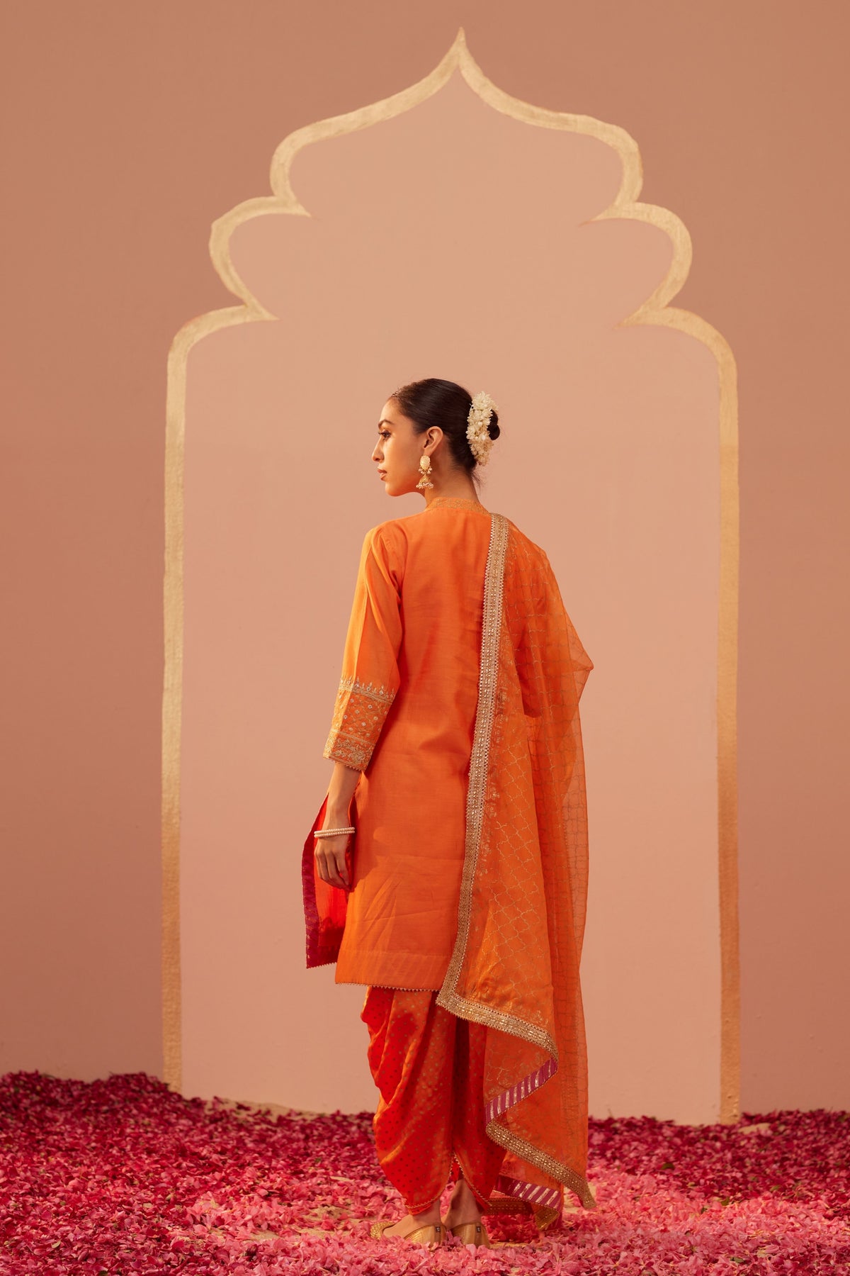 Faheeda Orange Kurta Set