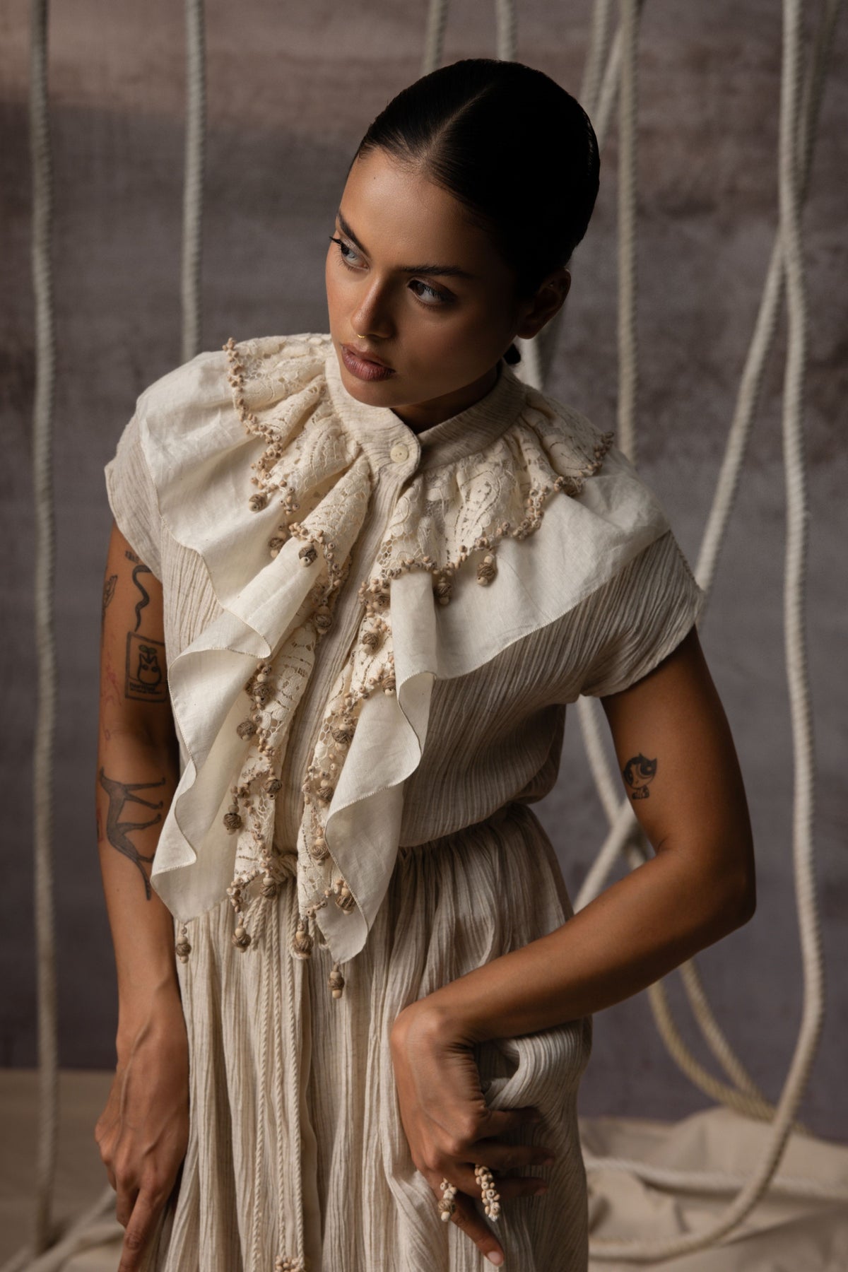 Ivory Flounce  Dress