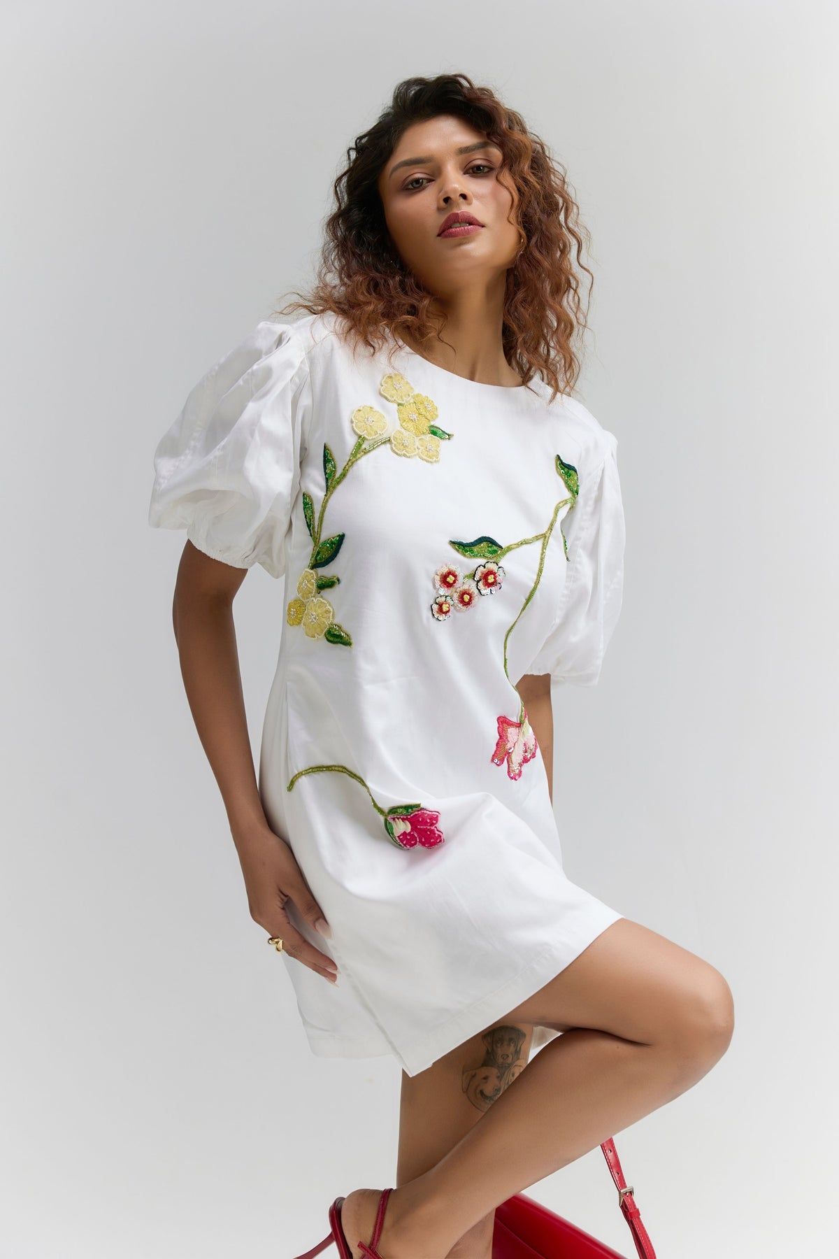 White Roma Cotton Short Dress