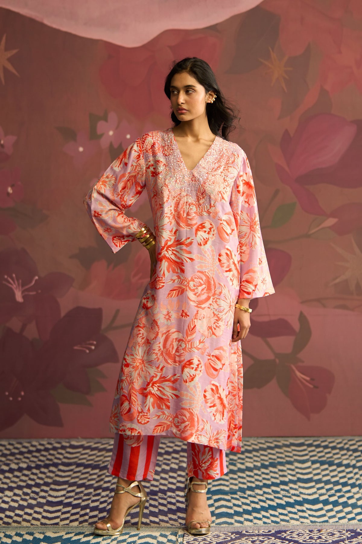 Lavender Bloom Kurta Set