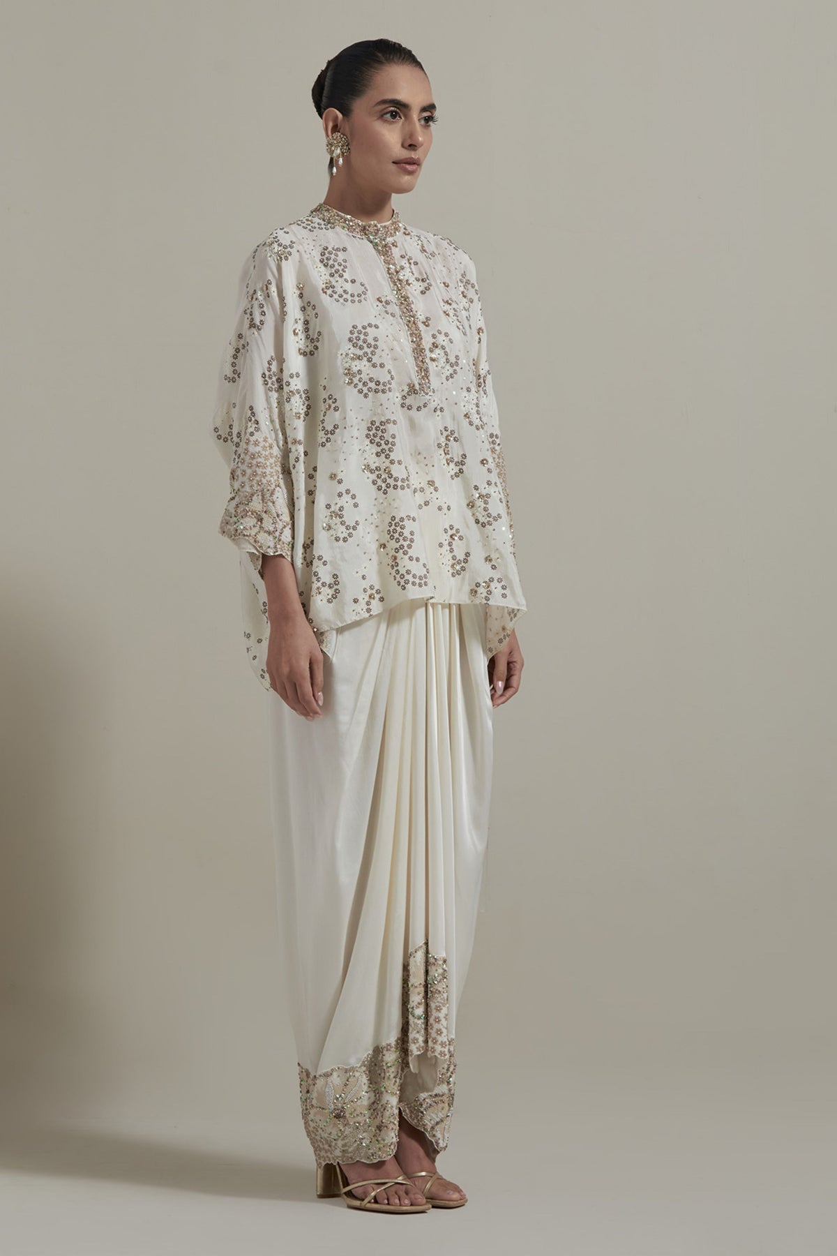 Ivory Kaftan Drape Skirt Set