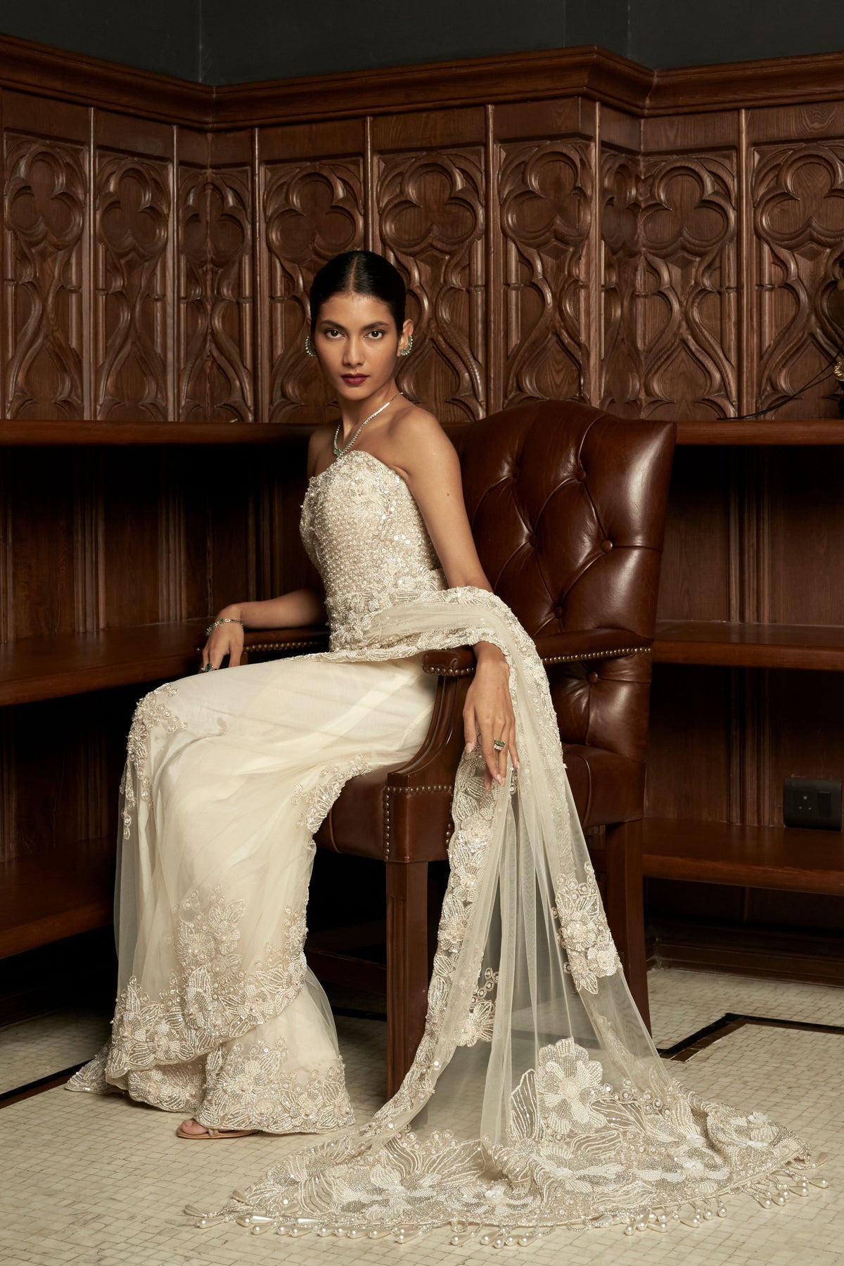 Ivory Corset Saree Set