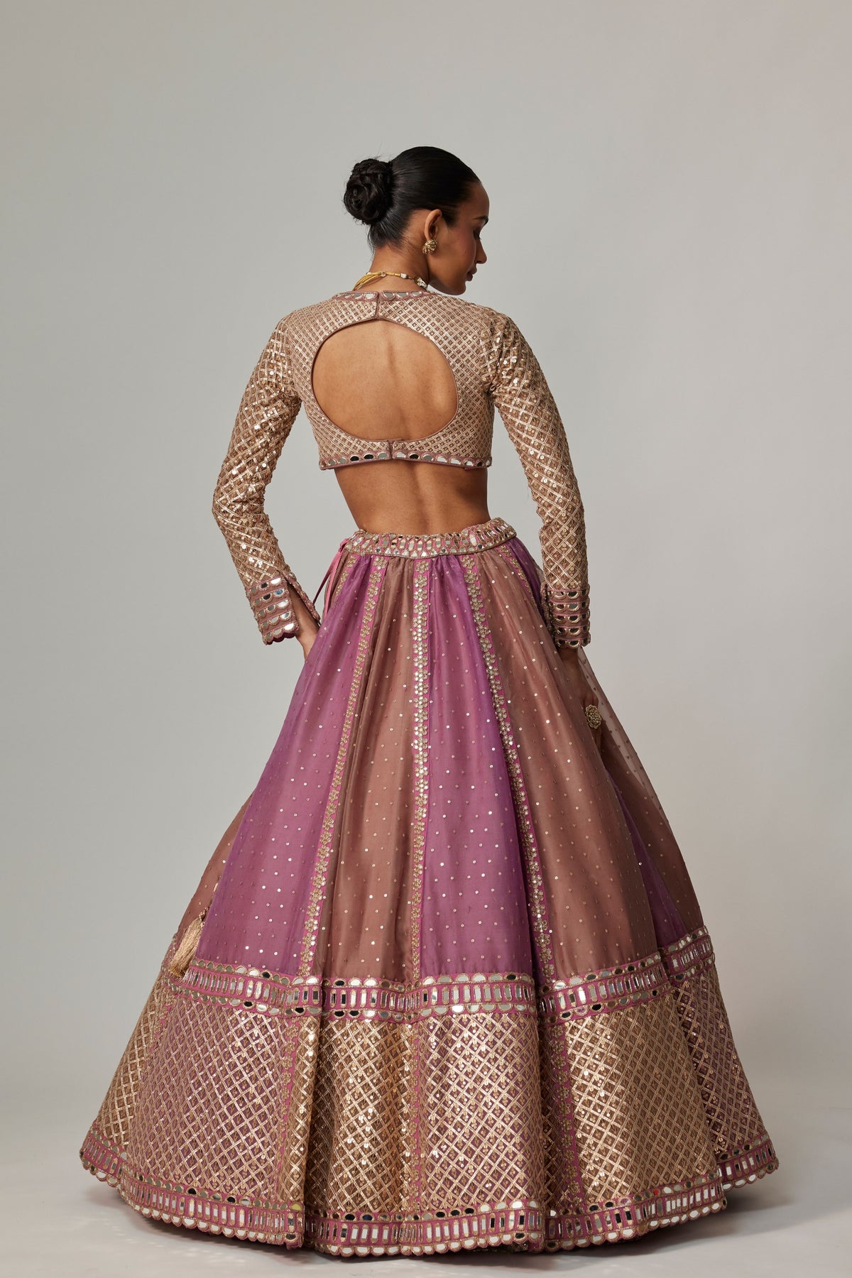 Mauve Beige Multicolor Lehenga Set