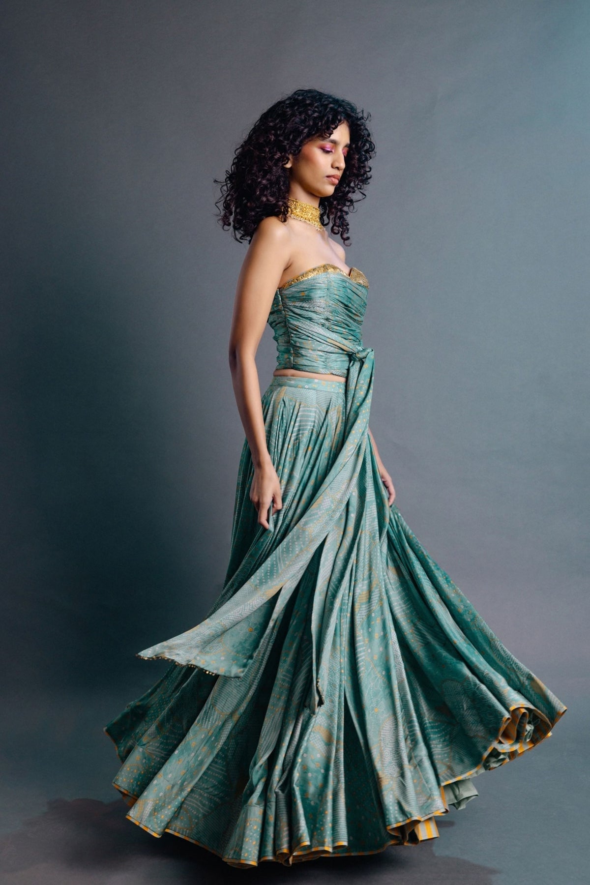 Sage Green Corset Skirt Set