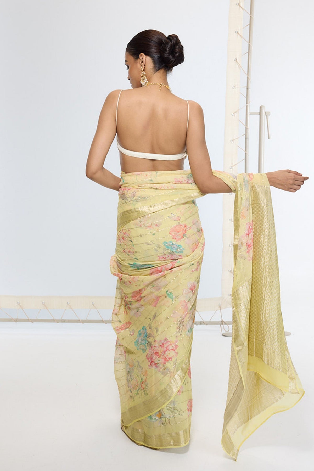Handwoven Lime Green Printed Saree