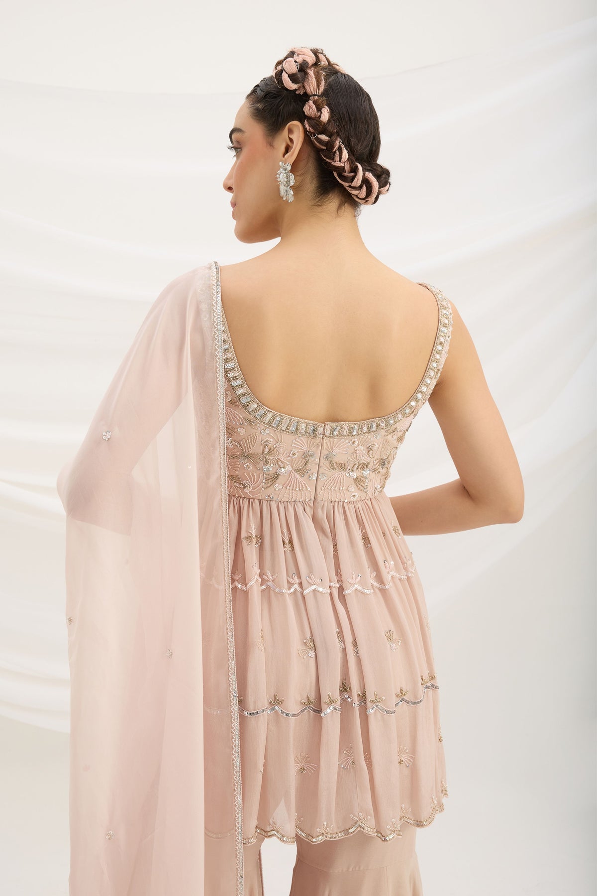Light Pink Embroidered Sharara Set