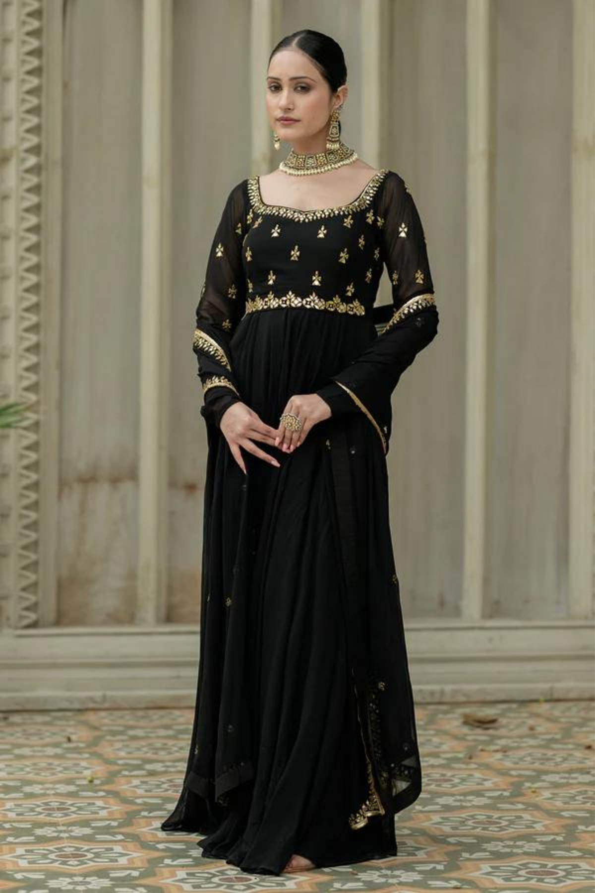 Black Anarkali Set