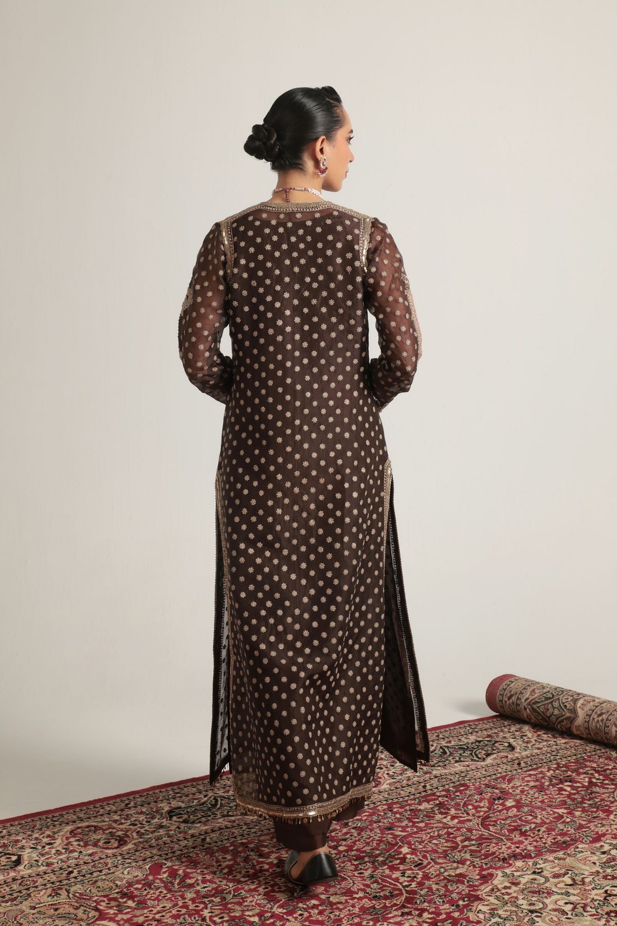 Brown Buti Kurta Set