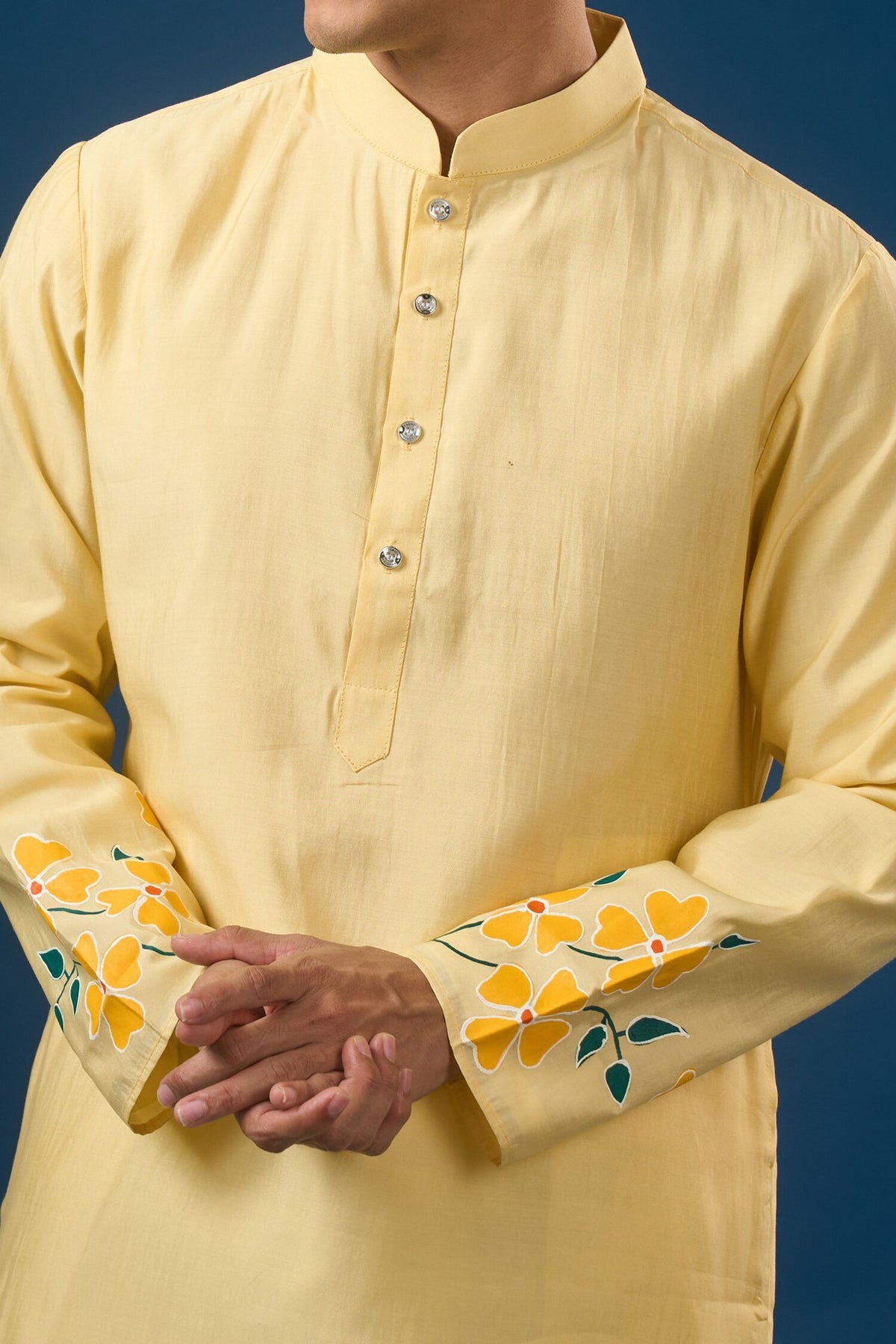 Yellow Floral Printed Kurta Set