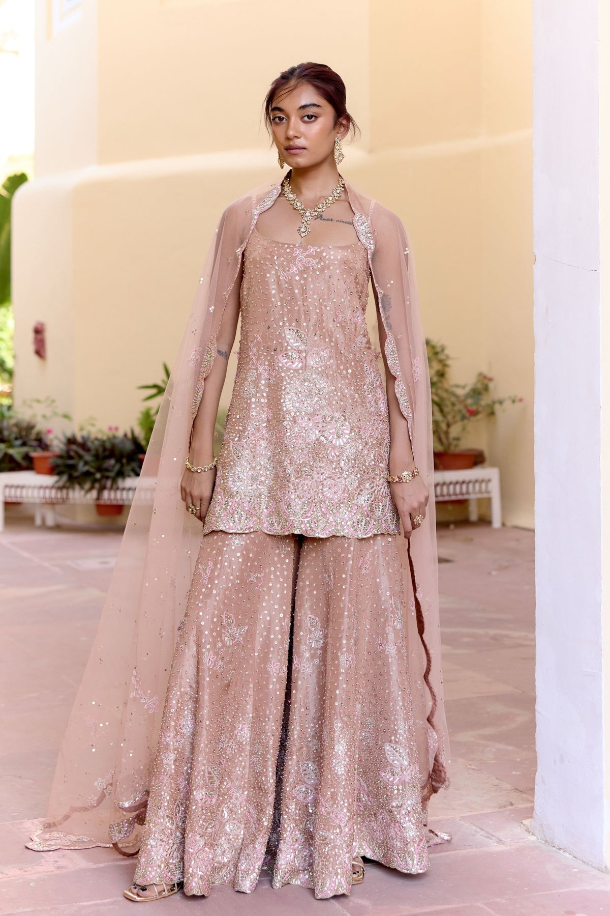 Caramel Taupe Sharara Set