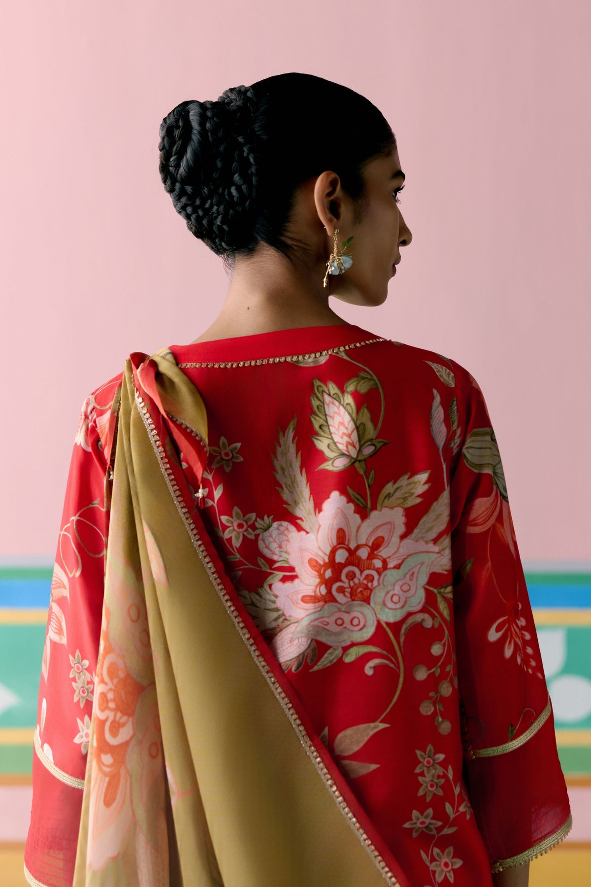 Red Chintz Kurta Set