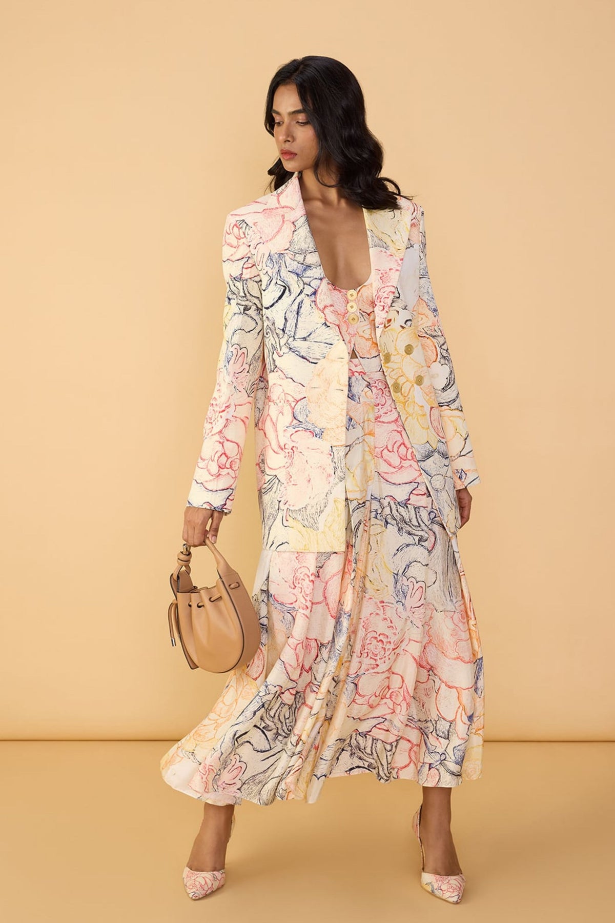 Floral Print Relaxed Blazer