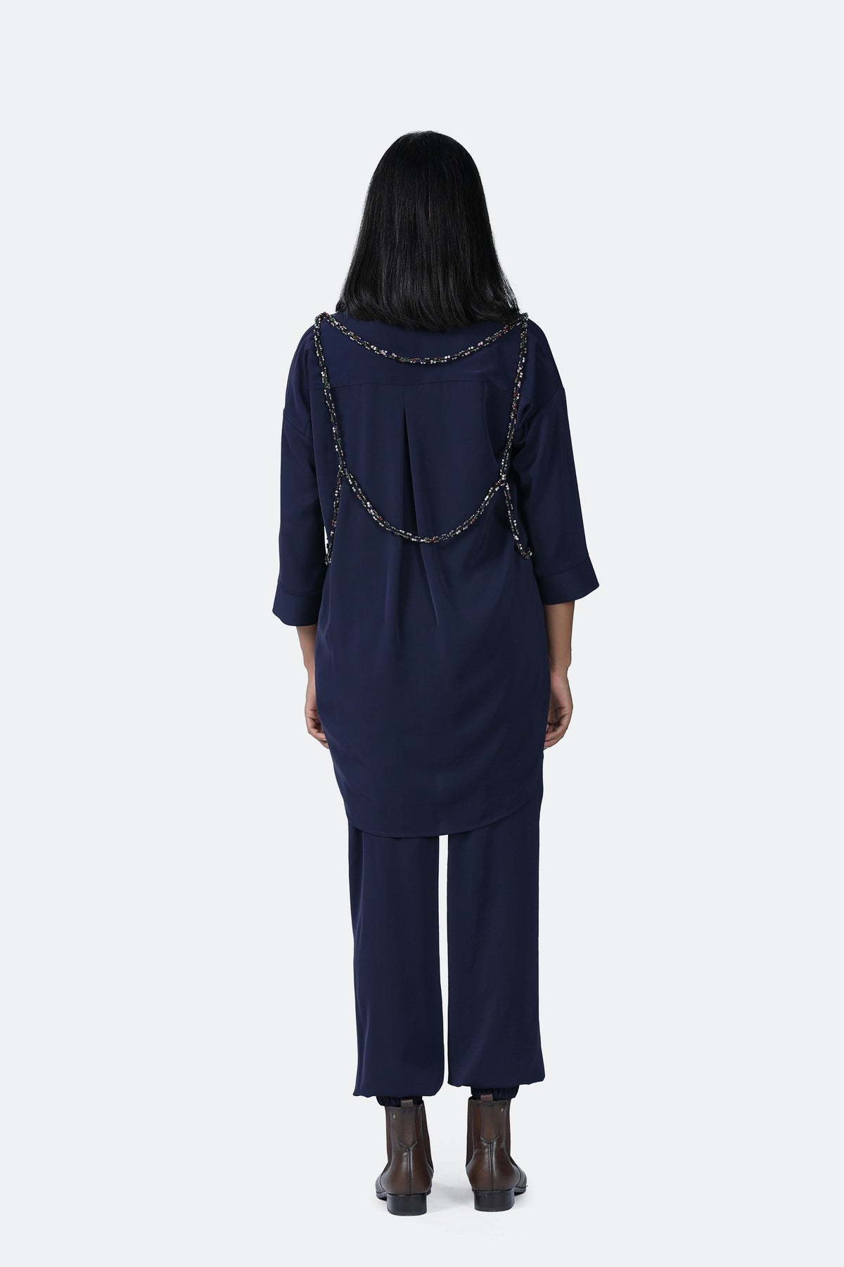 Army Navy Blue Co-ord Set Cluster String